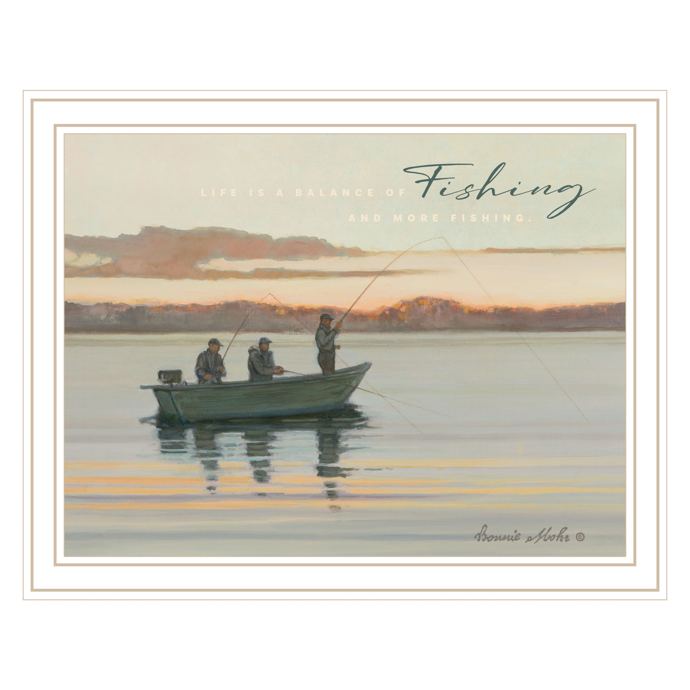 "Fishing" by Bonnie Mohr, Ready to Hang Framed Print, White Frame--1