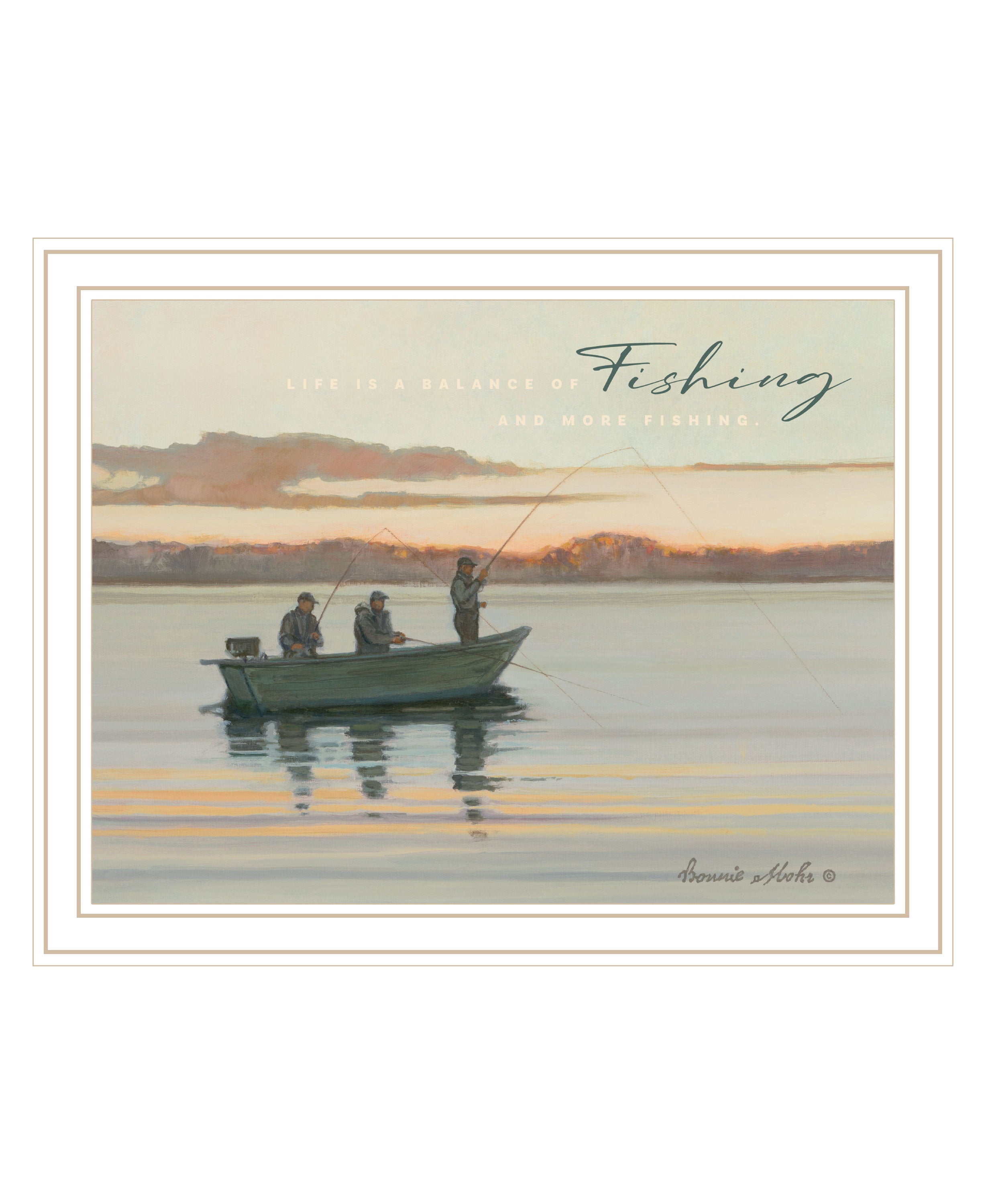 "Fishing" by Bonnie Mohr, Ready to Hang Framed Print, White Frame--1