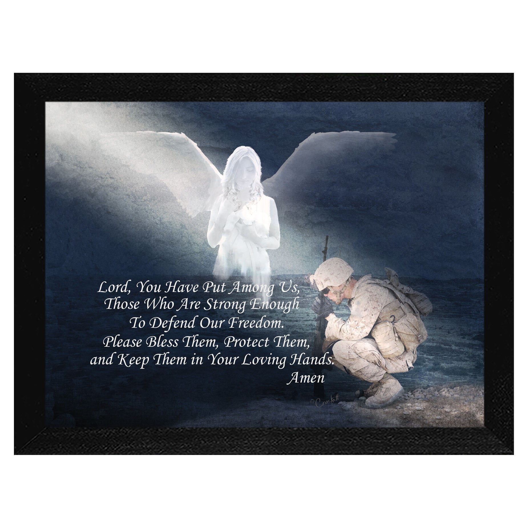 "Protect our Soldiers" By Trendy Decor4U, Printed Wall Art, Ready To Hang Framed Poster, Black Frame--1