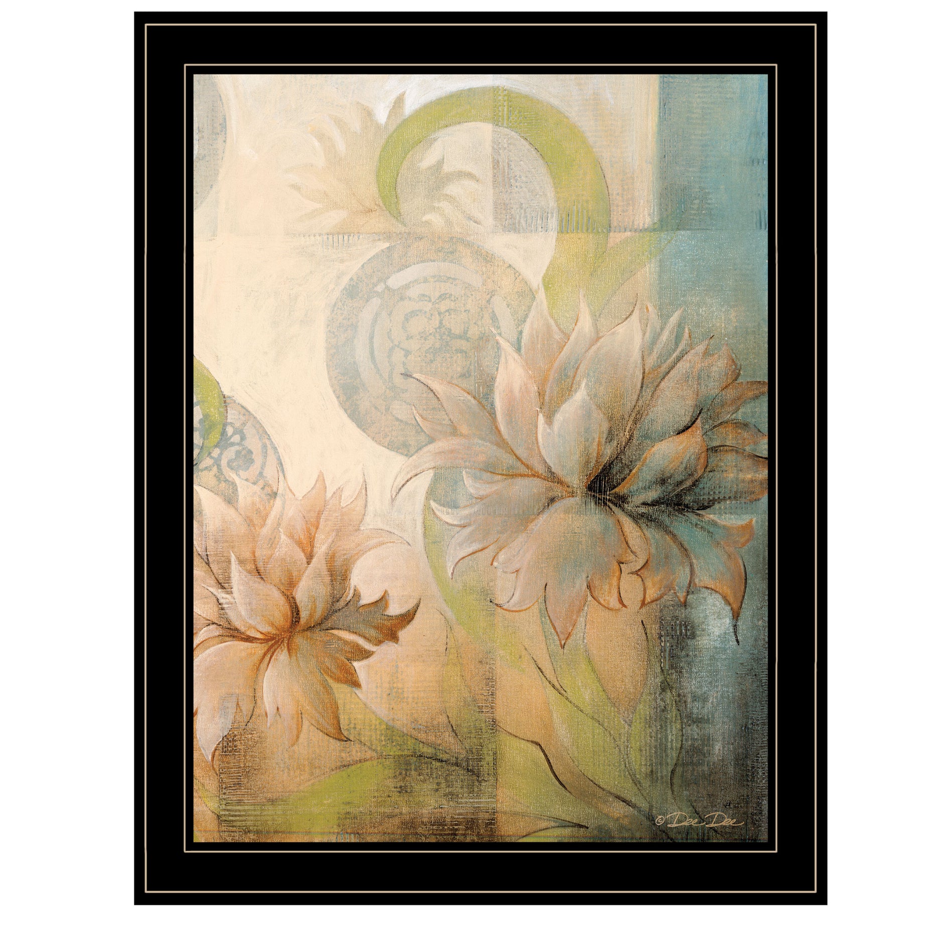 "Meandering Flowers II" by Dee Dee, Ready to Hang Framed Print, Black Frame--1