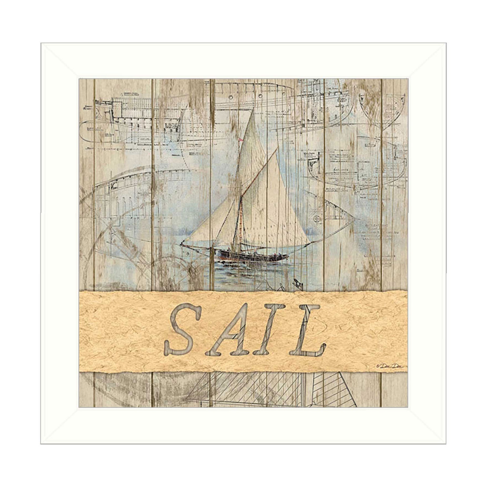 "SAIL" by Artisan Dee Dee, Ready to Hang Framed Print, White Frame--1