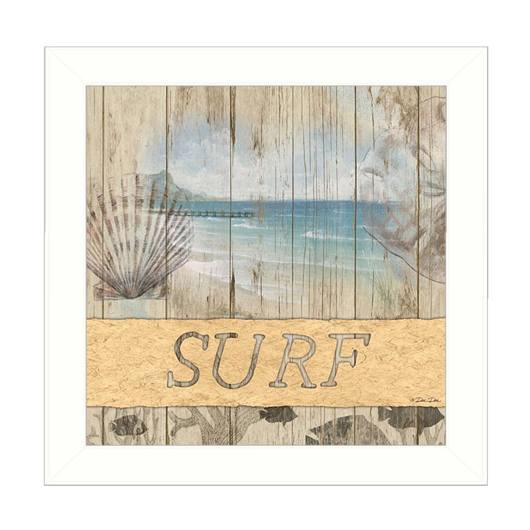 "SURF" by Artisan Dee Dee, Ready to Hang Framed Print, White Frame--1