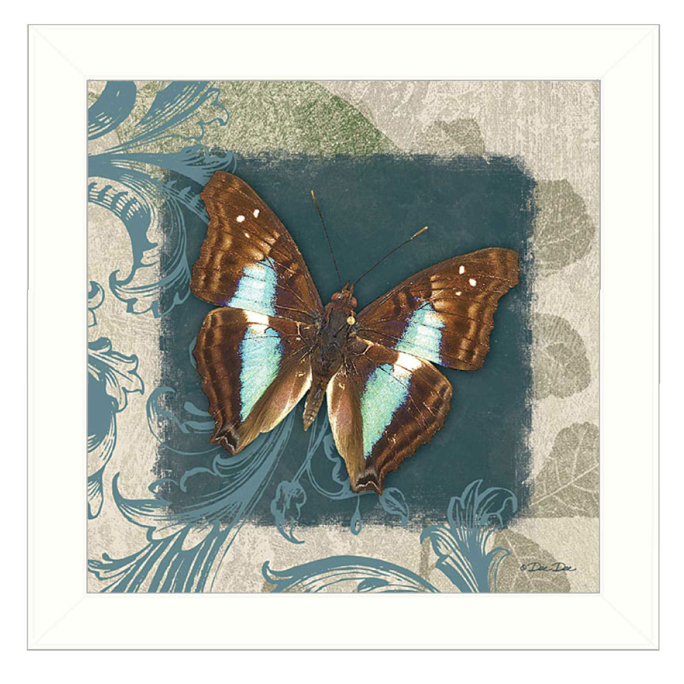 "Swirl Butterfly" by Artisan Dee Dee, Ready to Hang Framed Print, White Frame--1