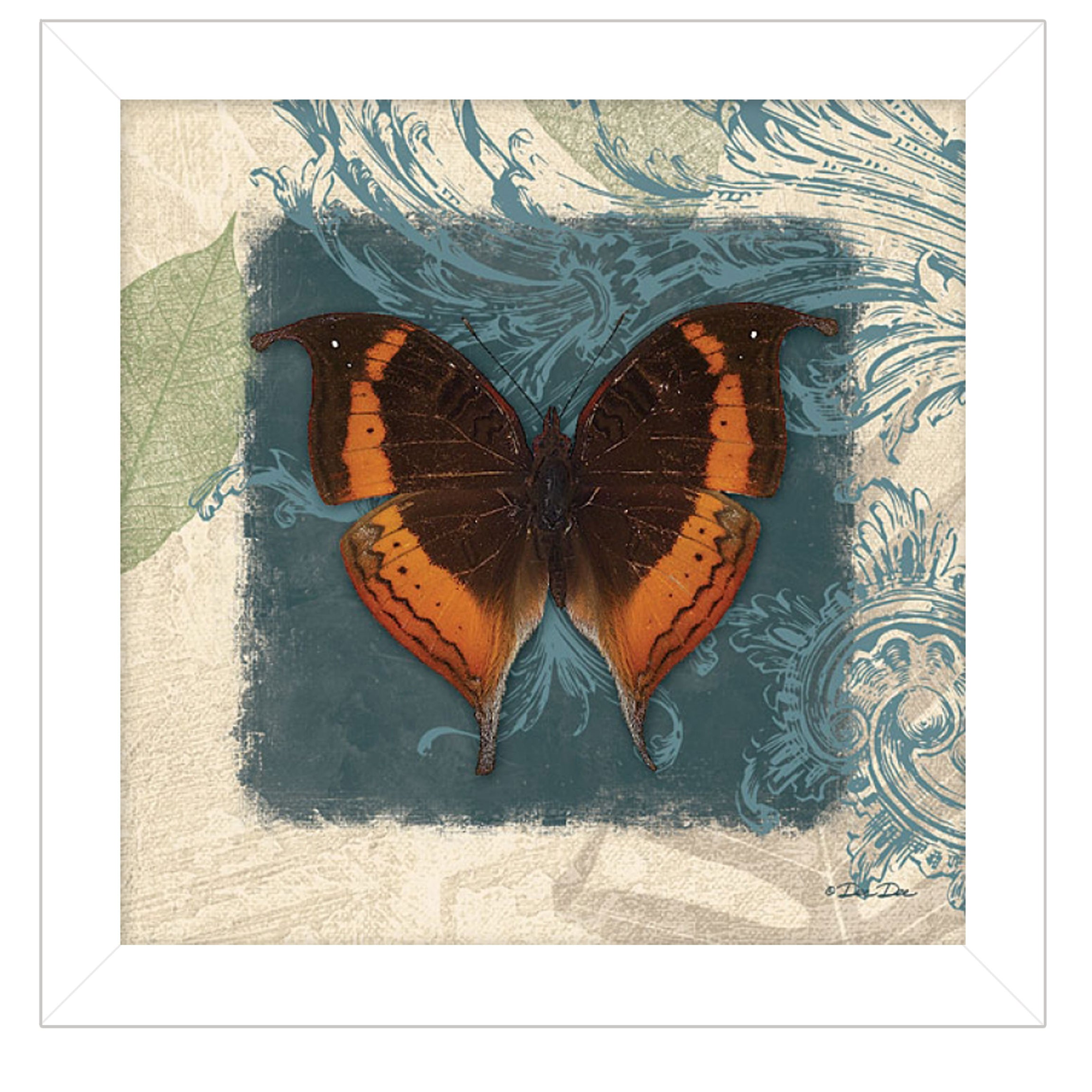 "Swirl Butterfly II" by Artisan Dee Dee, Ready to Hang Framed Print, White Frame--1