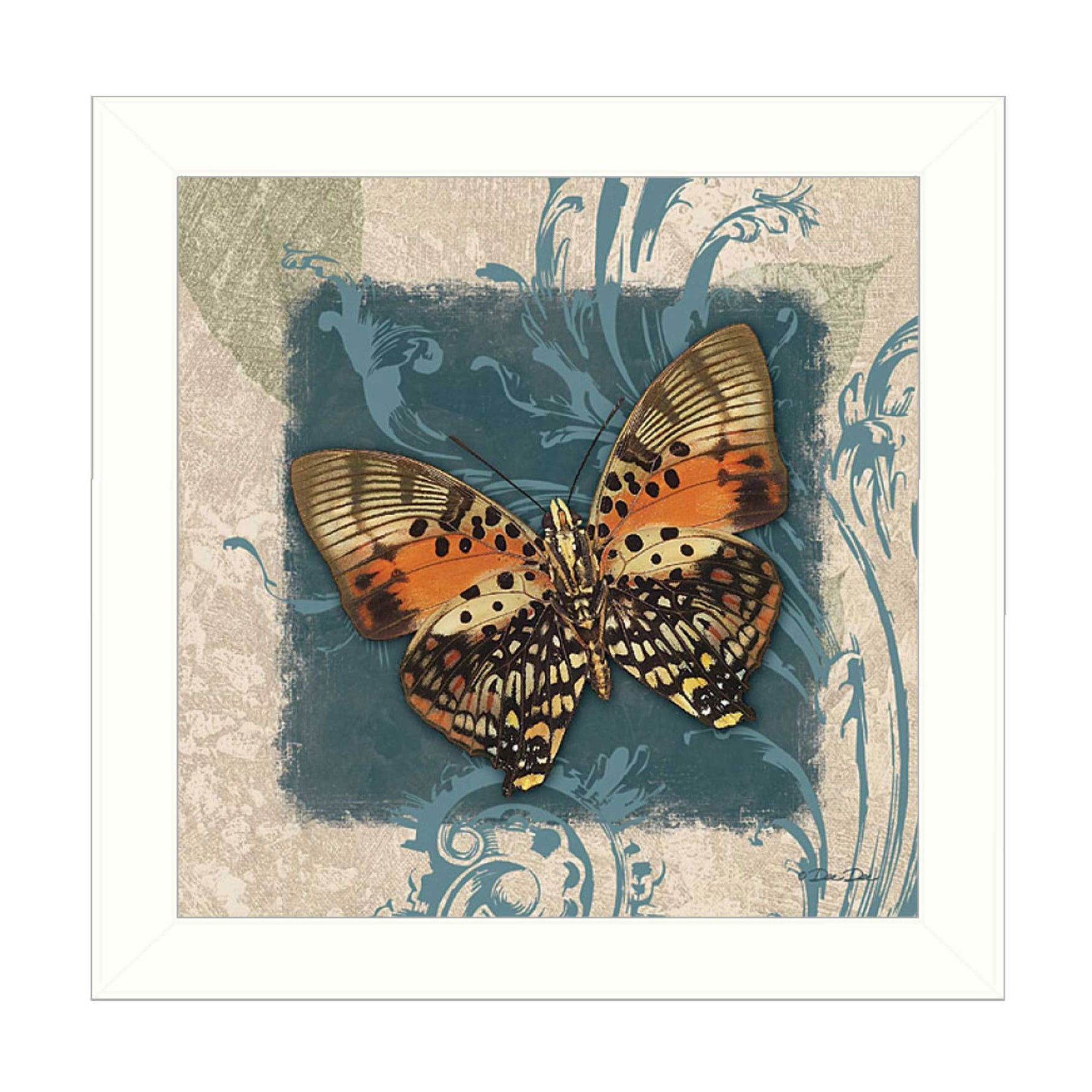 "Swirl Butterfly III" by Artisan Dee Dee, Ready to Hang Framed Print, White Frame--1