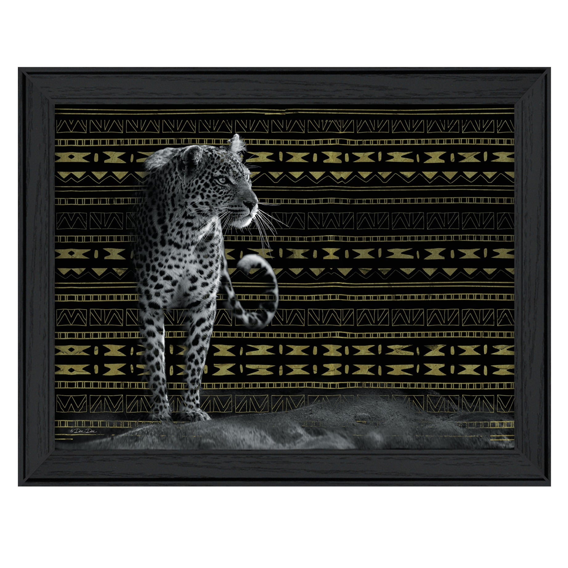 "Patterned Leopard" By Dee Dee, Printed Wall Art, Ready To Hang Framed Poster, Black Frame--1