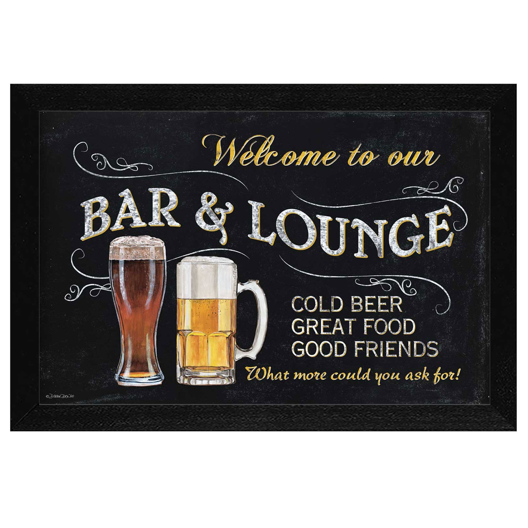 "Welcome to Our Bar" by Artisan Debbie Dewitt, Ready to Hang Framed Print, Black Frame--1