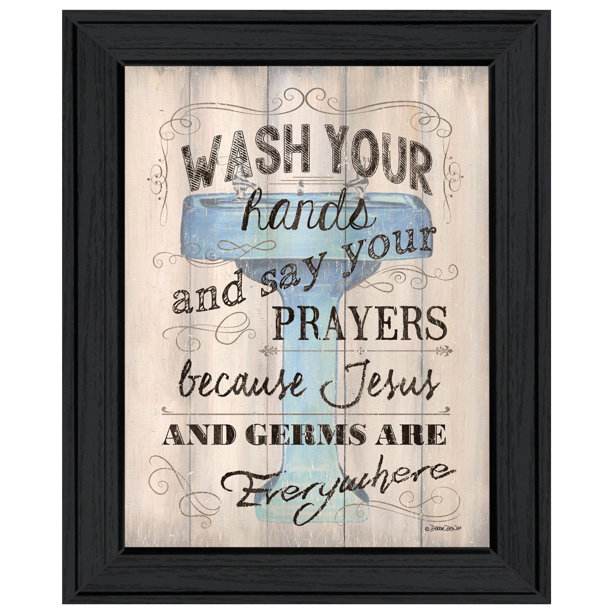 "Bathroom Humor" by Debbie DeWitt, Ready to Hang Framed Print, Black Frame--1