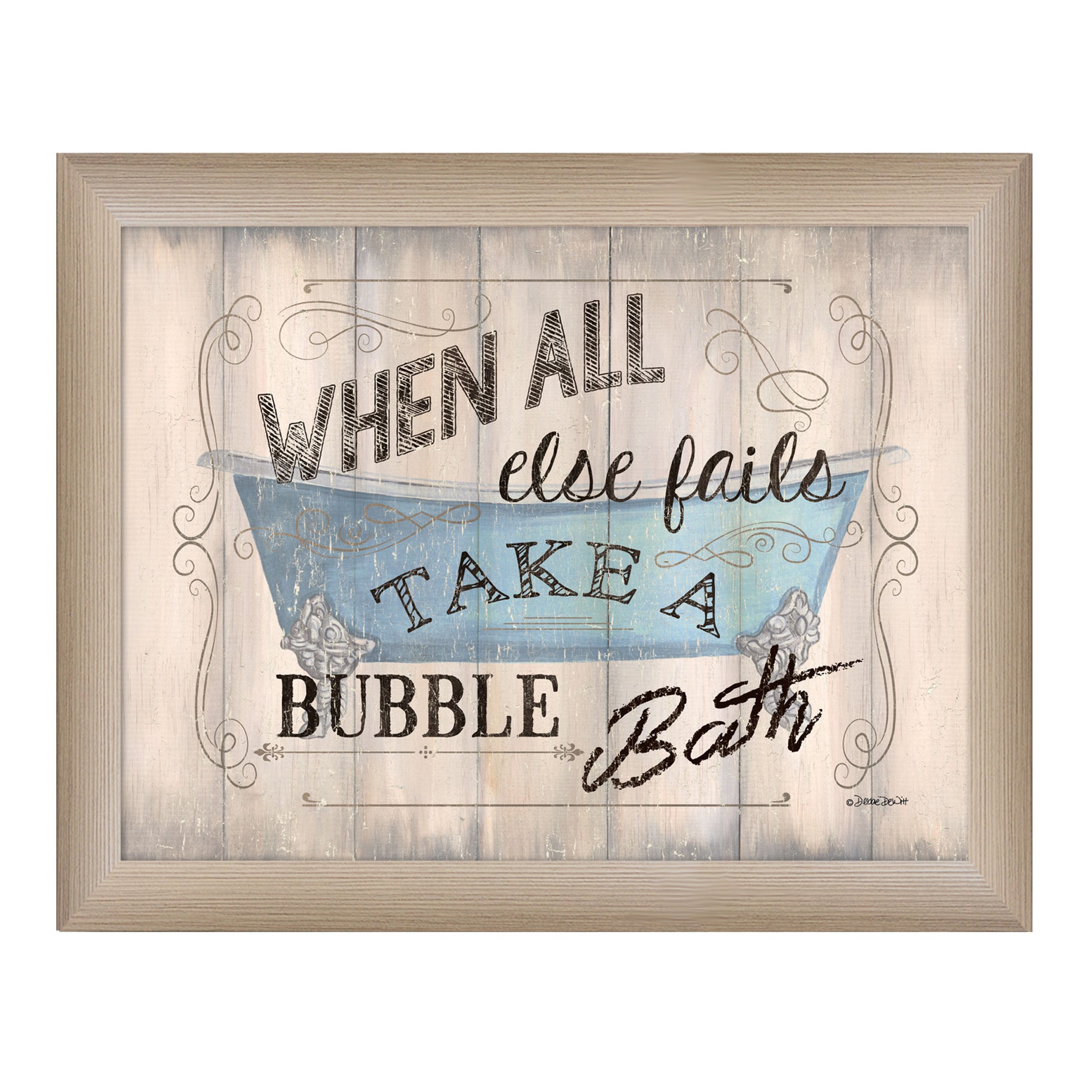 "Take a Bubble Bath" By Debbie DeWitt, Printed Wall Art, Ready To Hang Framed Poster, Beige Frame--1