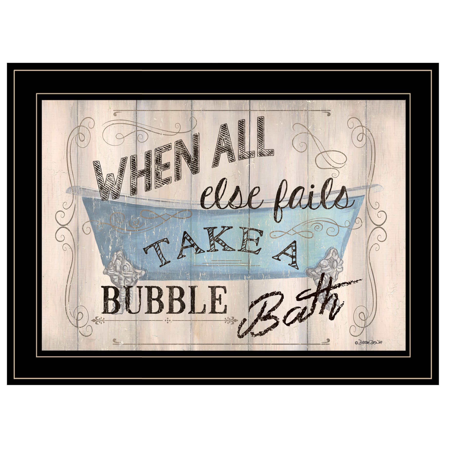 "Take A Bubble Bath" By Debbie DeWitt, Ready to Hang Framed Print, Black Frame--1