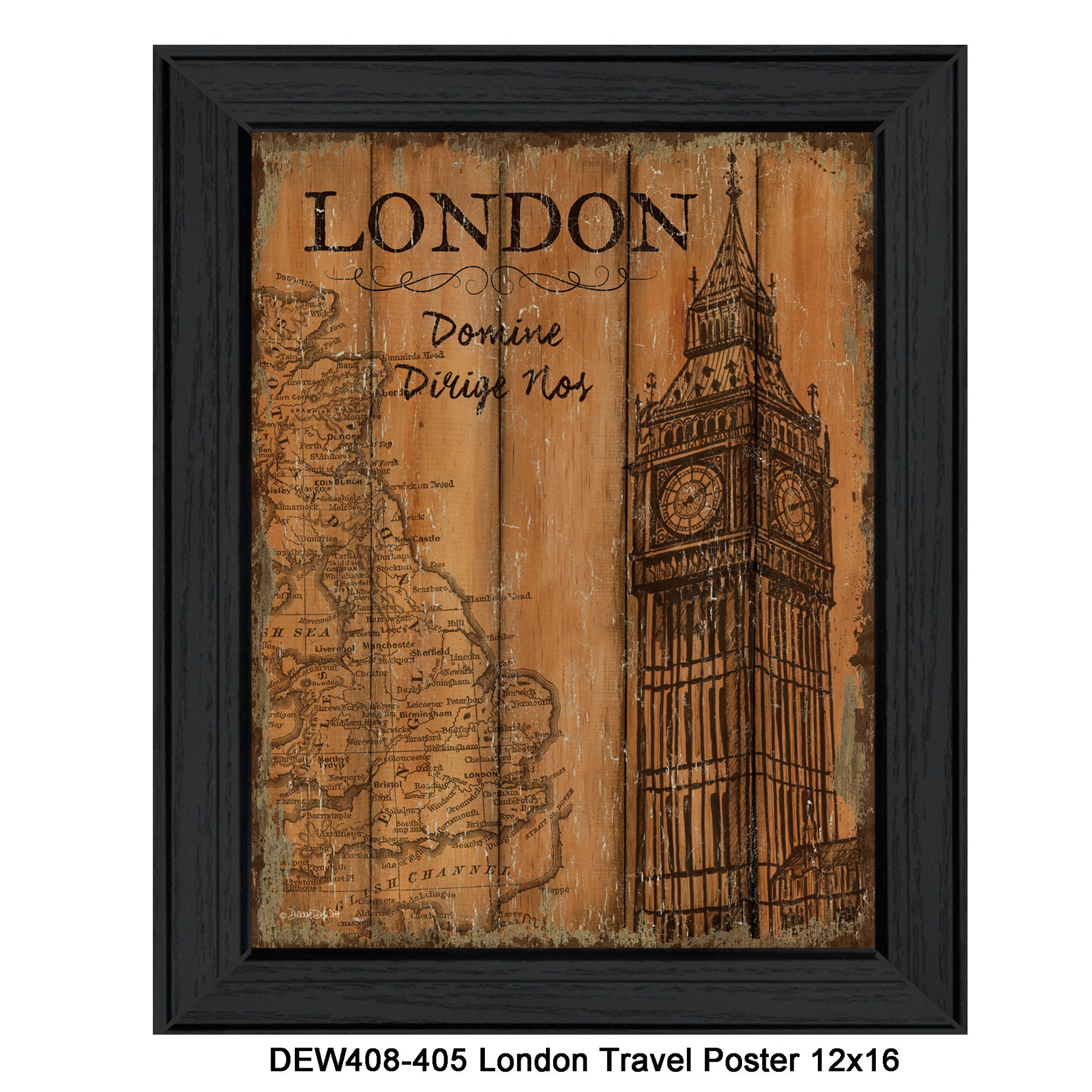 "London Travel Poster" By Debbie DeWitt, Printed Wall Art, Ready To Hang Framed Poster, Black Frame--1