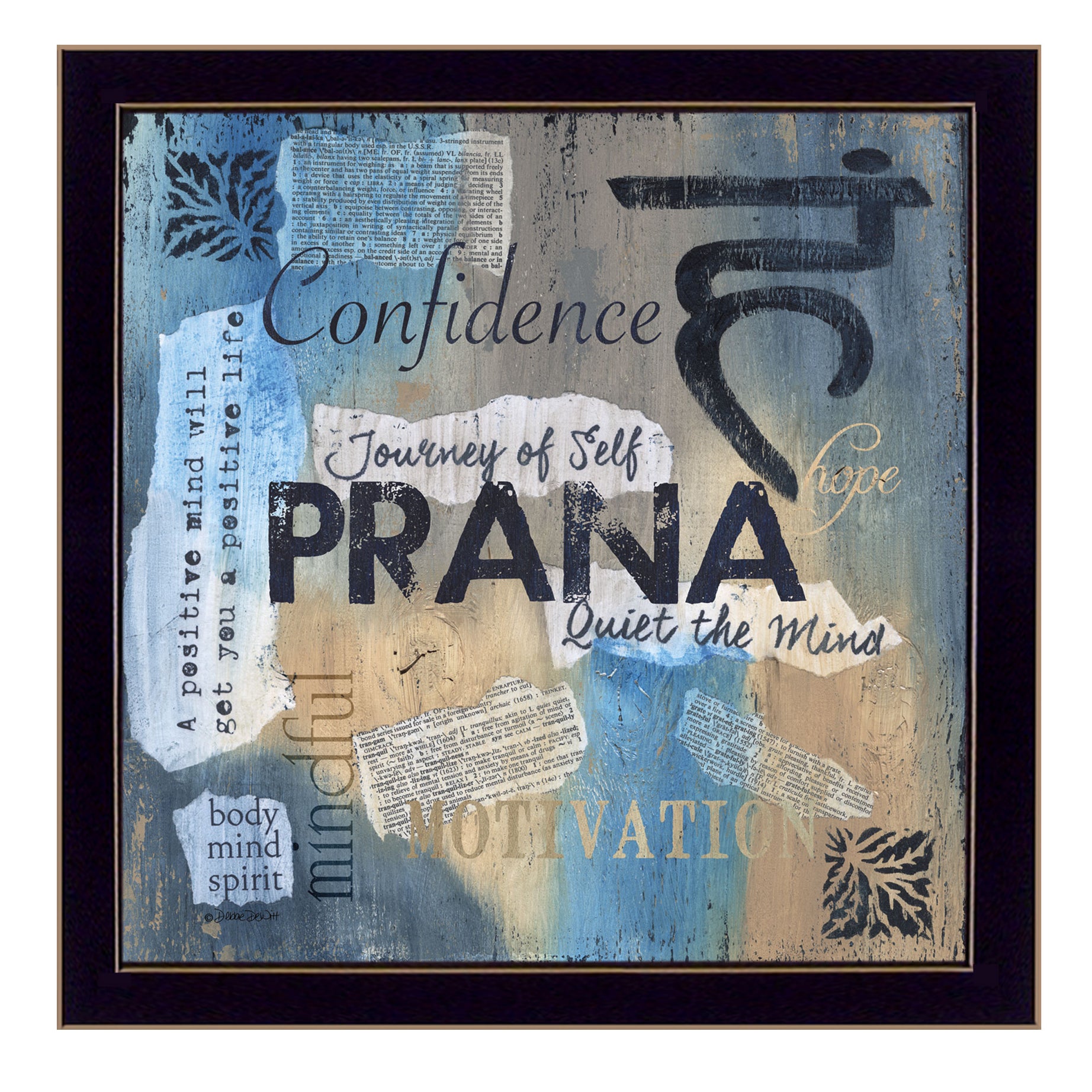 "Yoga Series - Prana" By Debbie DeWitt, Printed Wall Art, Ready To Hang Framed Poster, Black Frame--1