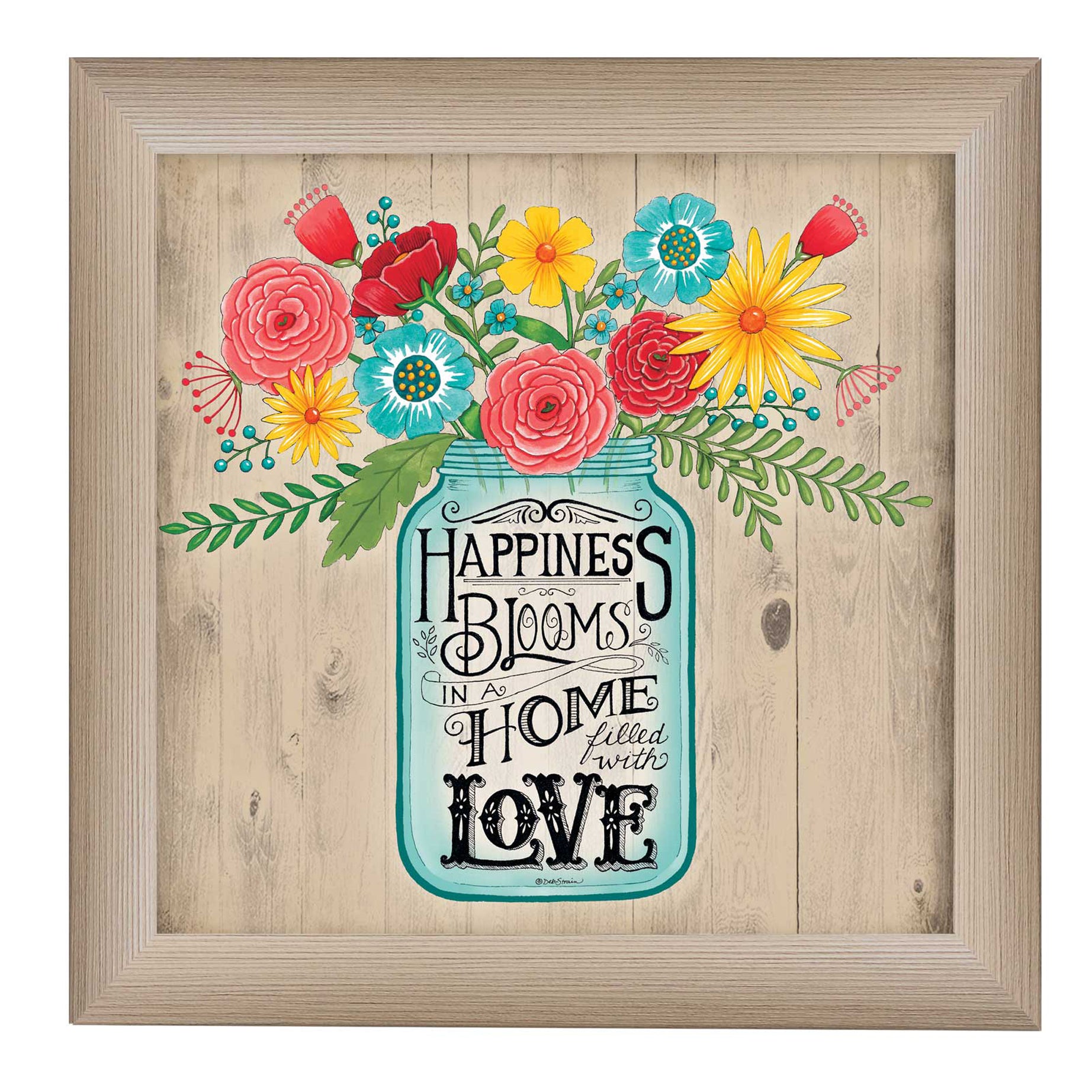 "Home Filled with Love" By Deb Strain, Printed Wall Art, Ready To Hang Framed Poster, Beige Frame--1