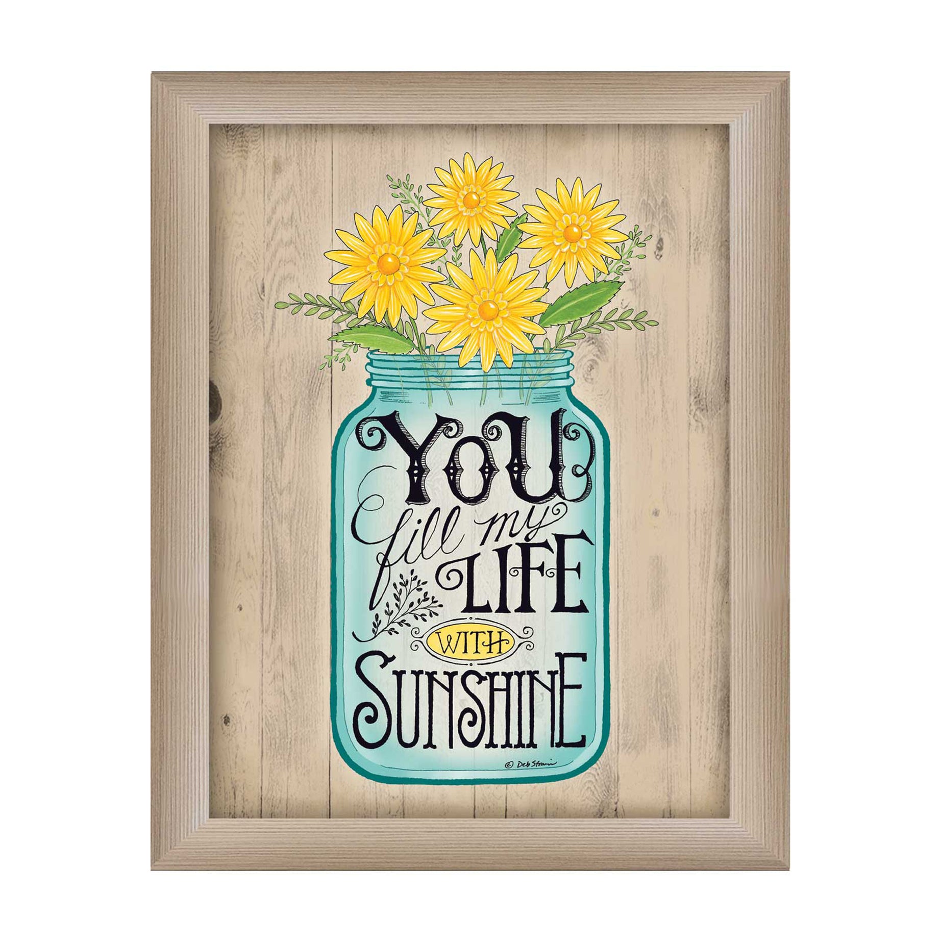 "Sunshine" By Deb Strain, Printed Wall Art, Ready To Hang Framed Poster, Beige Frame--1