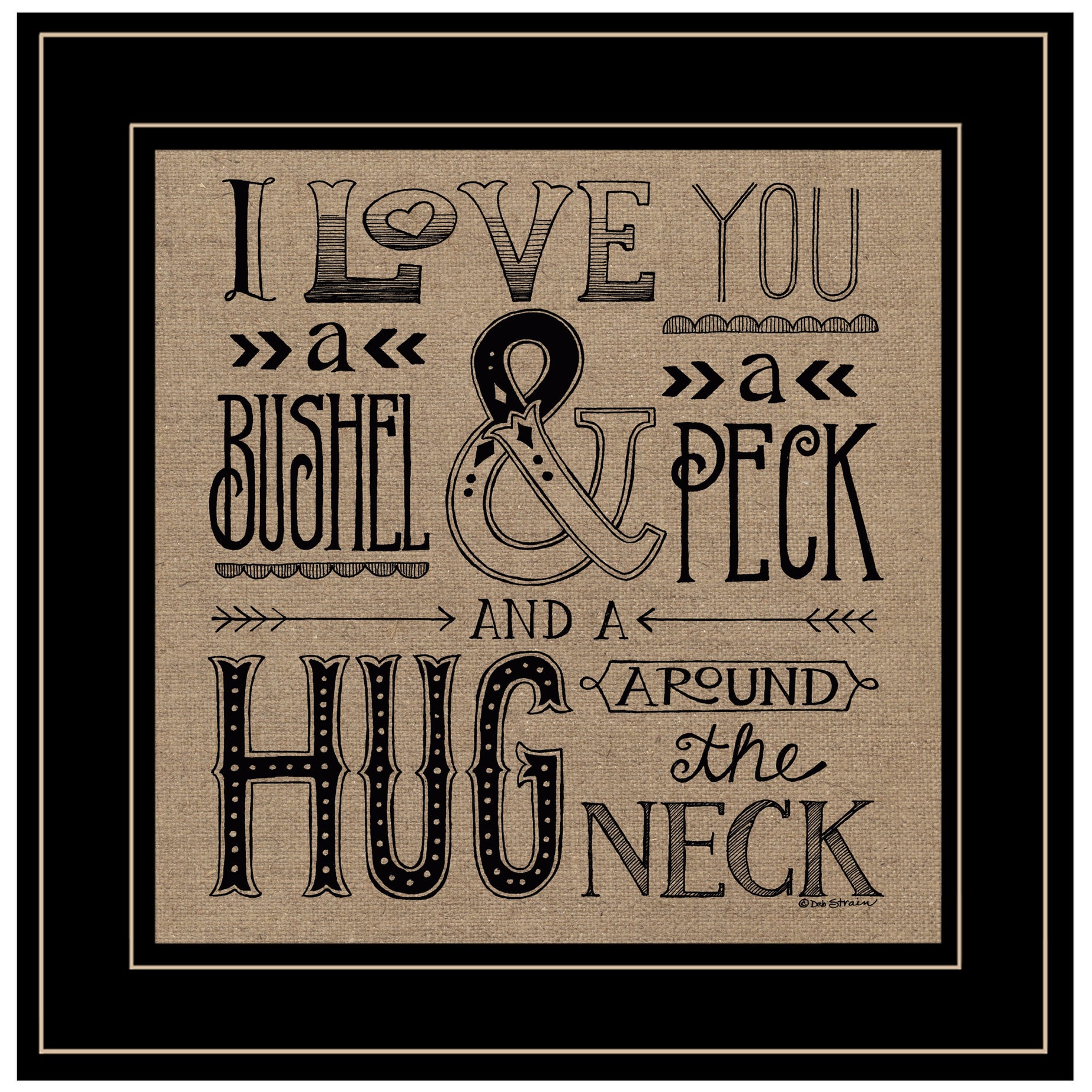 "Hugs Around the Neck" by Deb Strain, Ready to Hang Framed Print, Black Frame--1