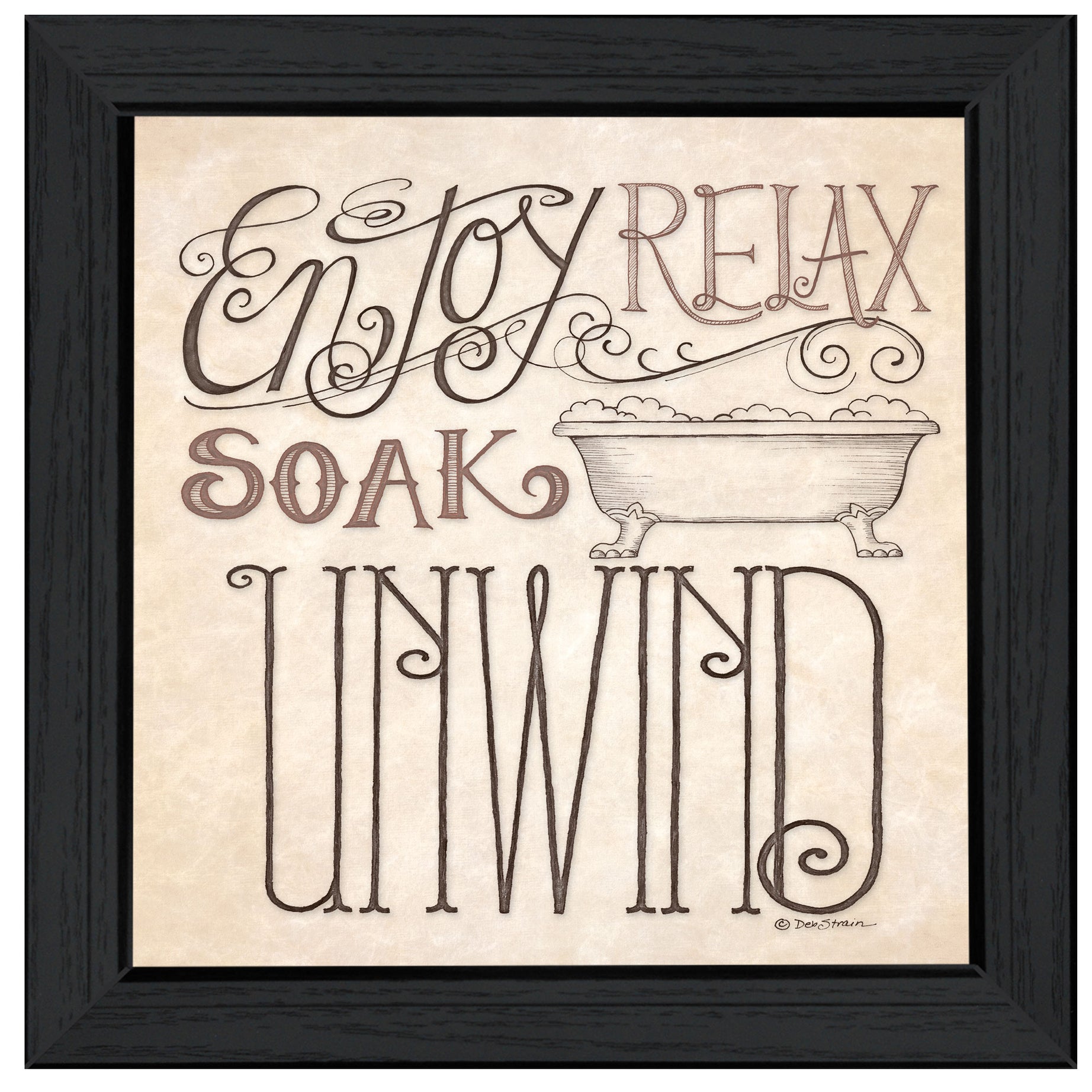 "Soak & Relax" By Deb Strain, Ready to Hang Framed Print, Black Frame--1