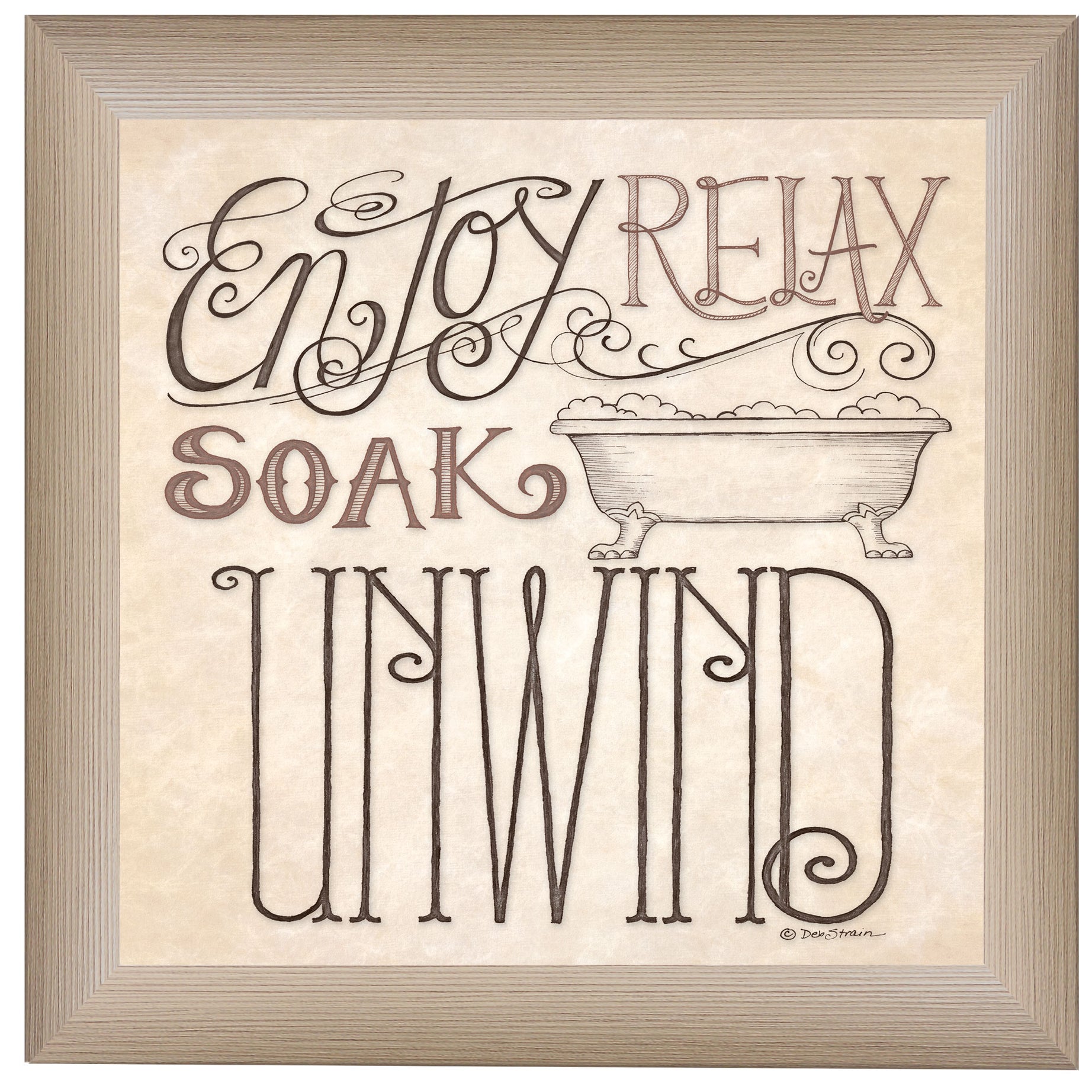 "Soak & Relax" By Deb Strain, Ready to Hang Framed Print, Beige Frame--1