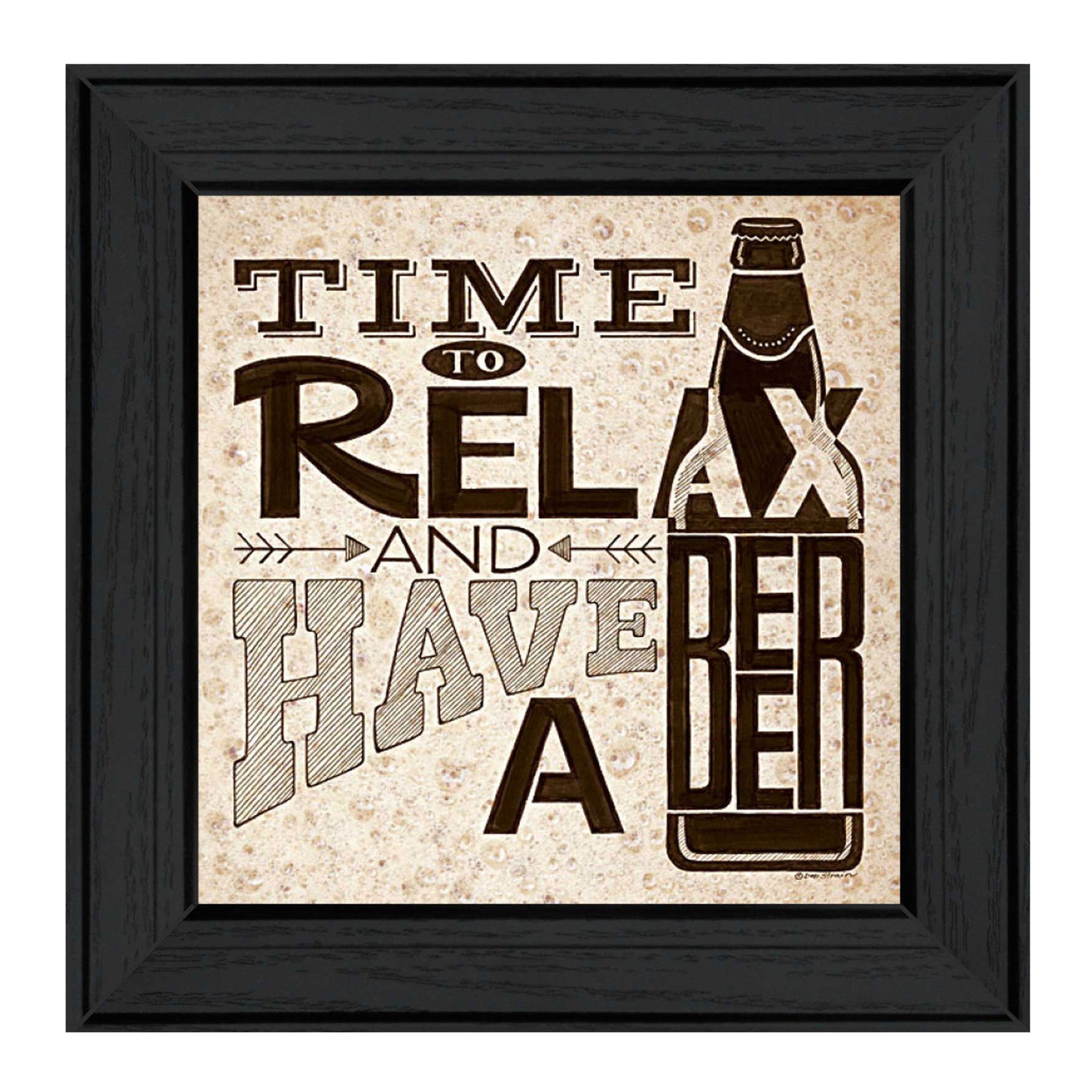 "Beer -Time to Relax" by Artisan Deb Strain, Ready to Hang Framed Print, Black Frame--1