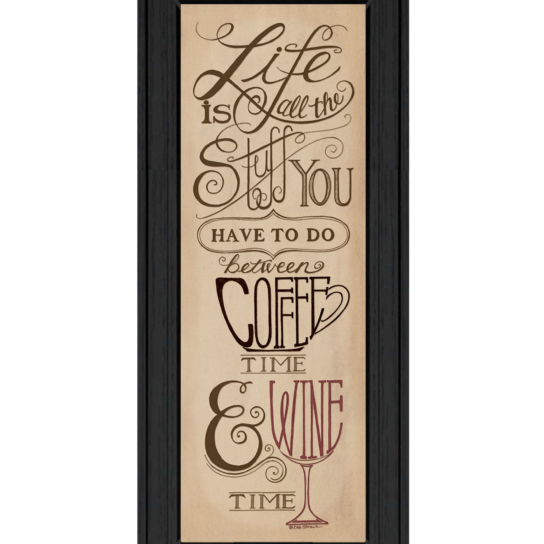 "Coffee and Wine Time" by Artisan Deb Strain, Ready to Hang Framed Print, Black Frame--1