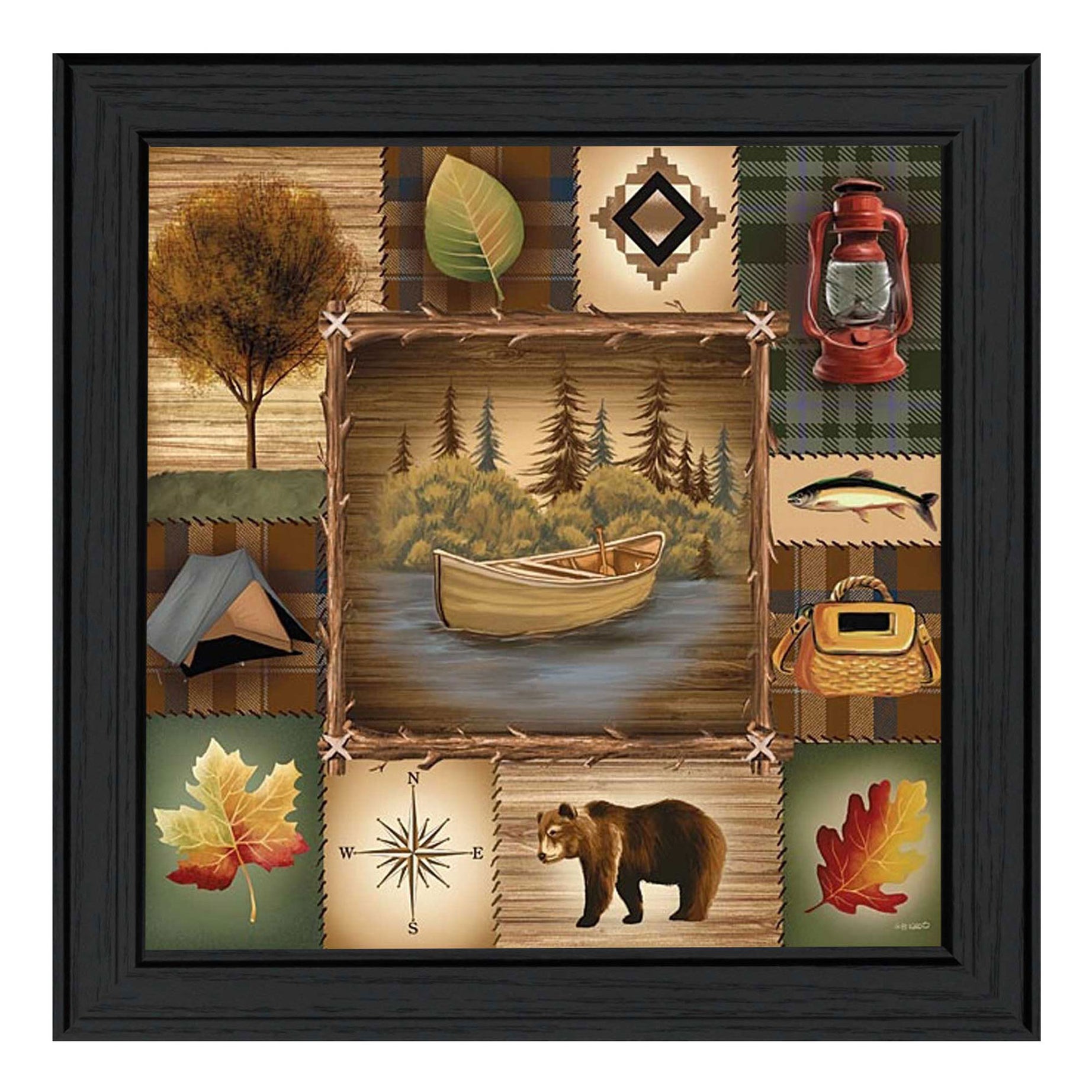 "At the Lake" by Artisan Ed Wargo, Ready to Hang Framed Print, Black Frame--1