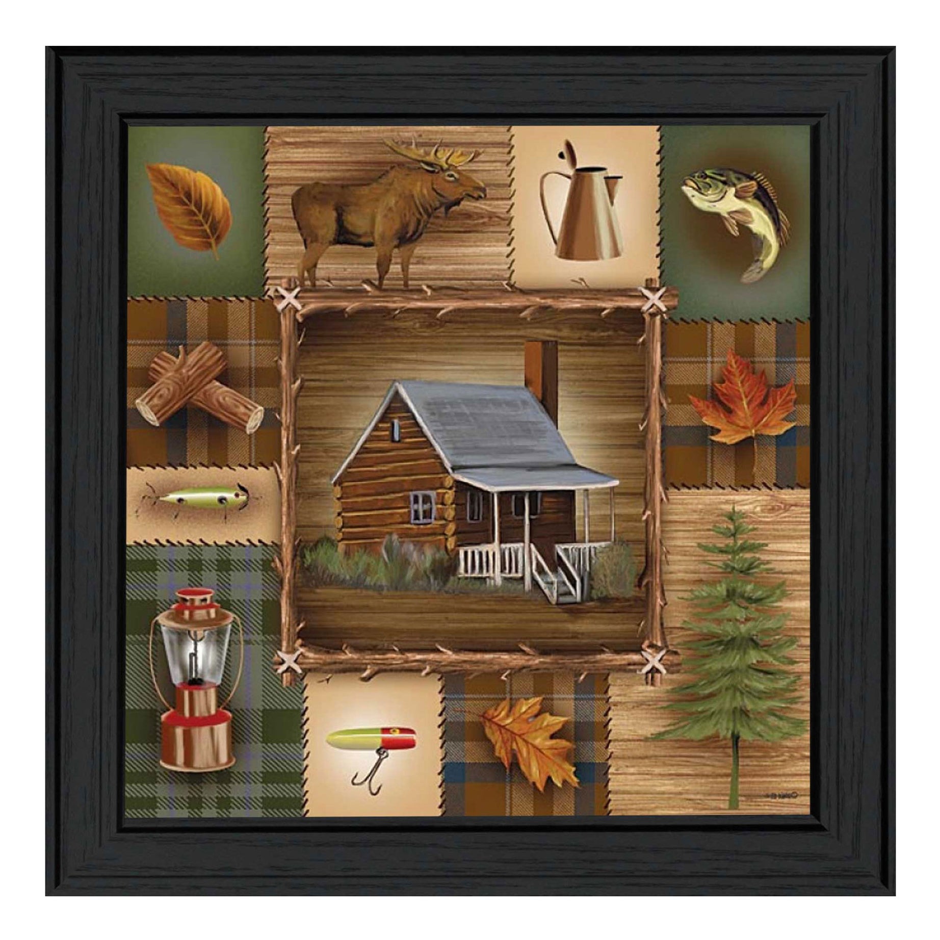 "At the Cabin" by Artisan Ed Wargo, Ready to Hang Framed Print, Black Frame--1