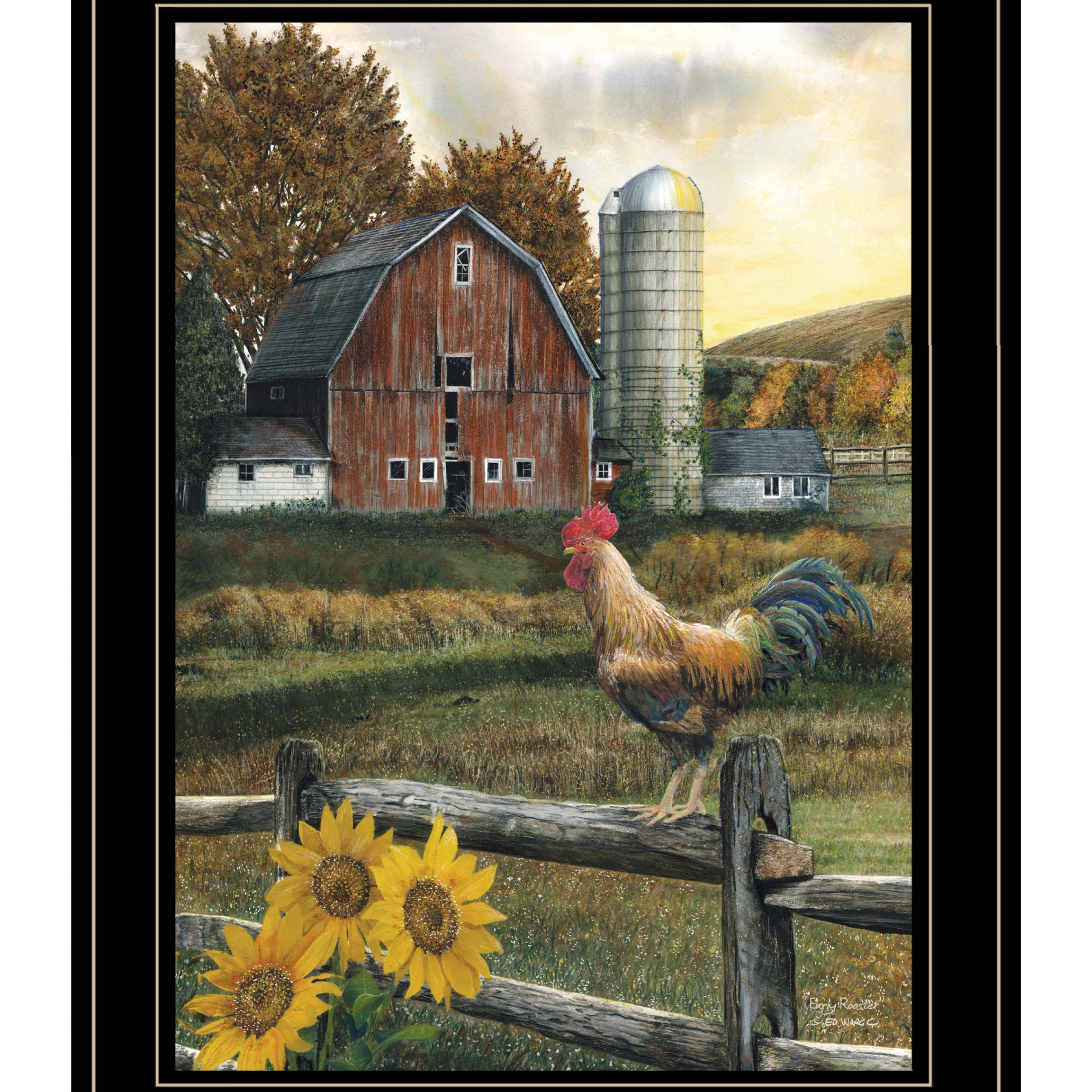 "Early Rooster" by Ed Wargo, Ready to Hang Framed Print, Black Frame--1