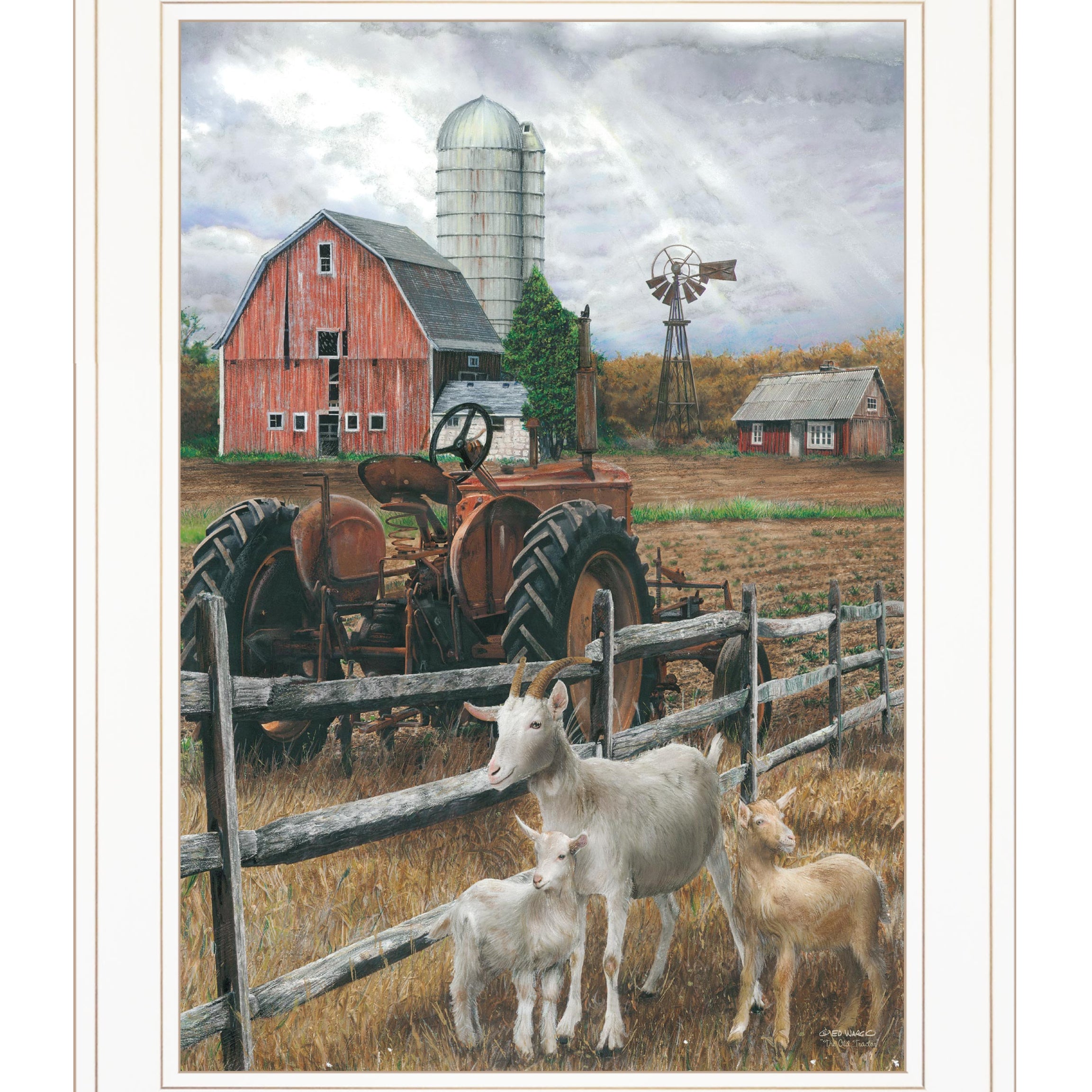 "The Old Tractor" by Ed Wargo, Ready to Hang Framed Print, White Frame--1