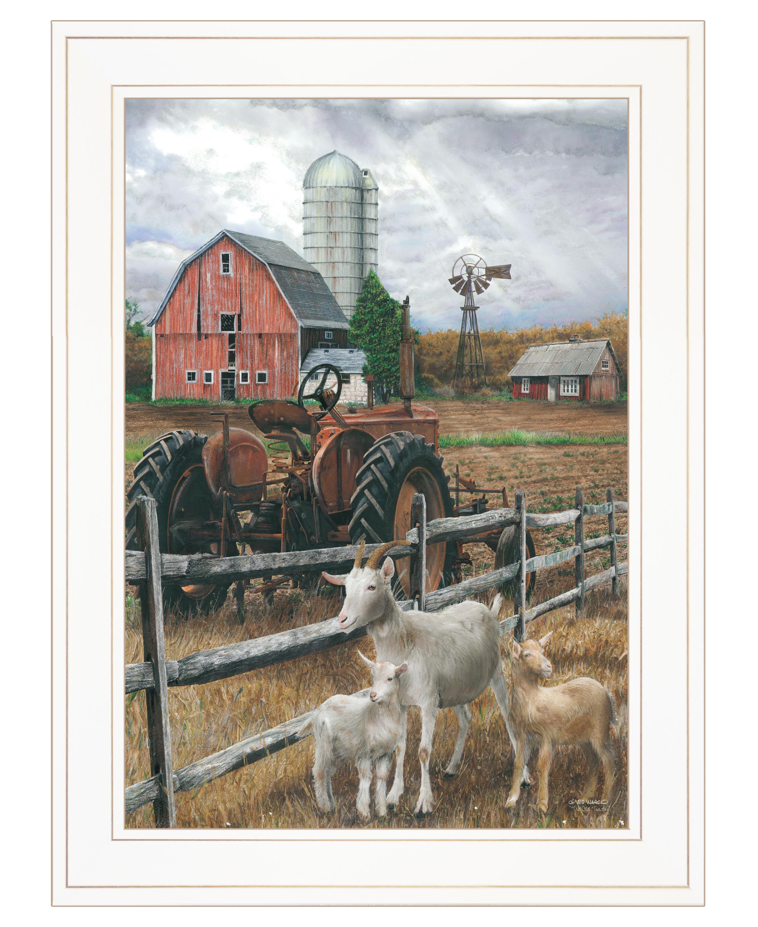 "The Old Tractor" by Ed Wargo, Ready to Hang Framed Print, White Frame--1