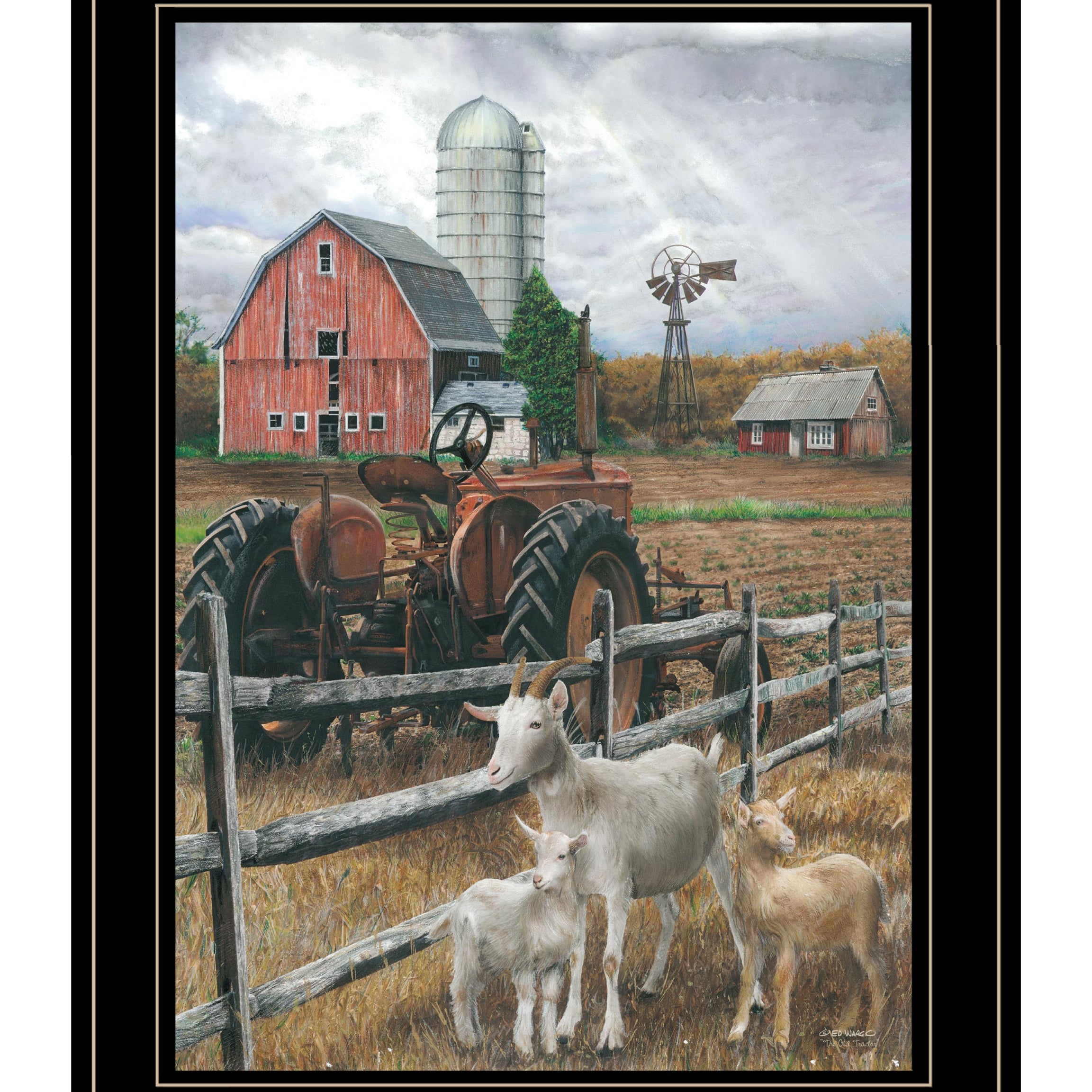 "The Old Tractor" by Ed Wargo, Ready to Hang Framed Print, Black Frame--1