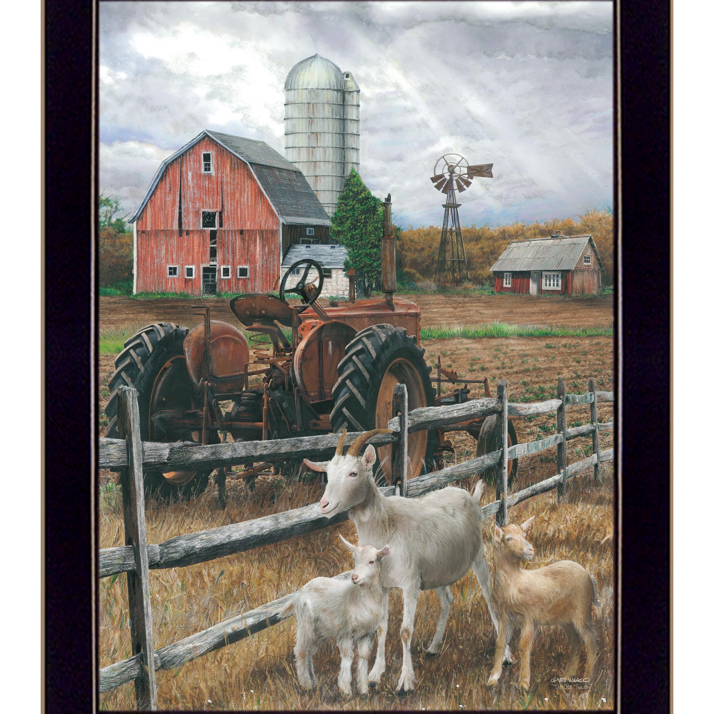 "The Old Tractor" by Ed Wargo, Ready to Hang Framed Print, Black Frame--1