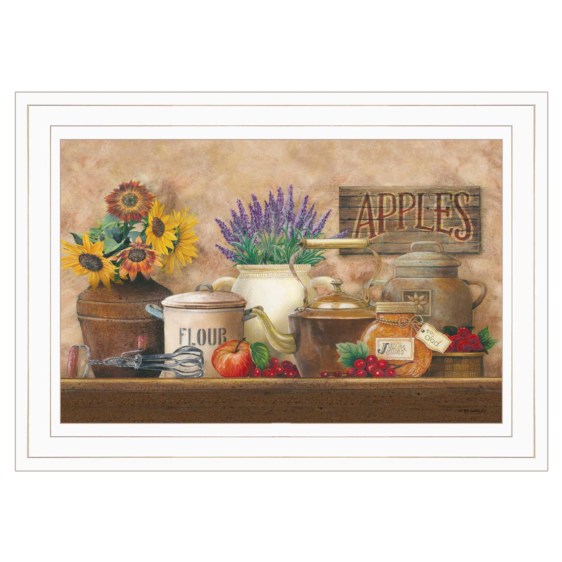 "Antique Kitchen" By Ed Wargo, Ready to Hang Framed Print, White Frame--1