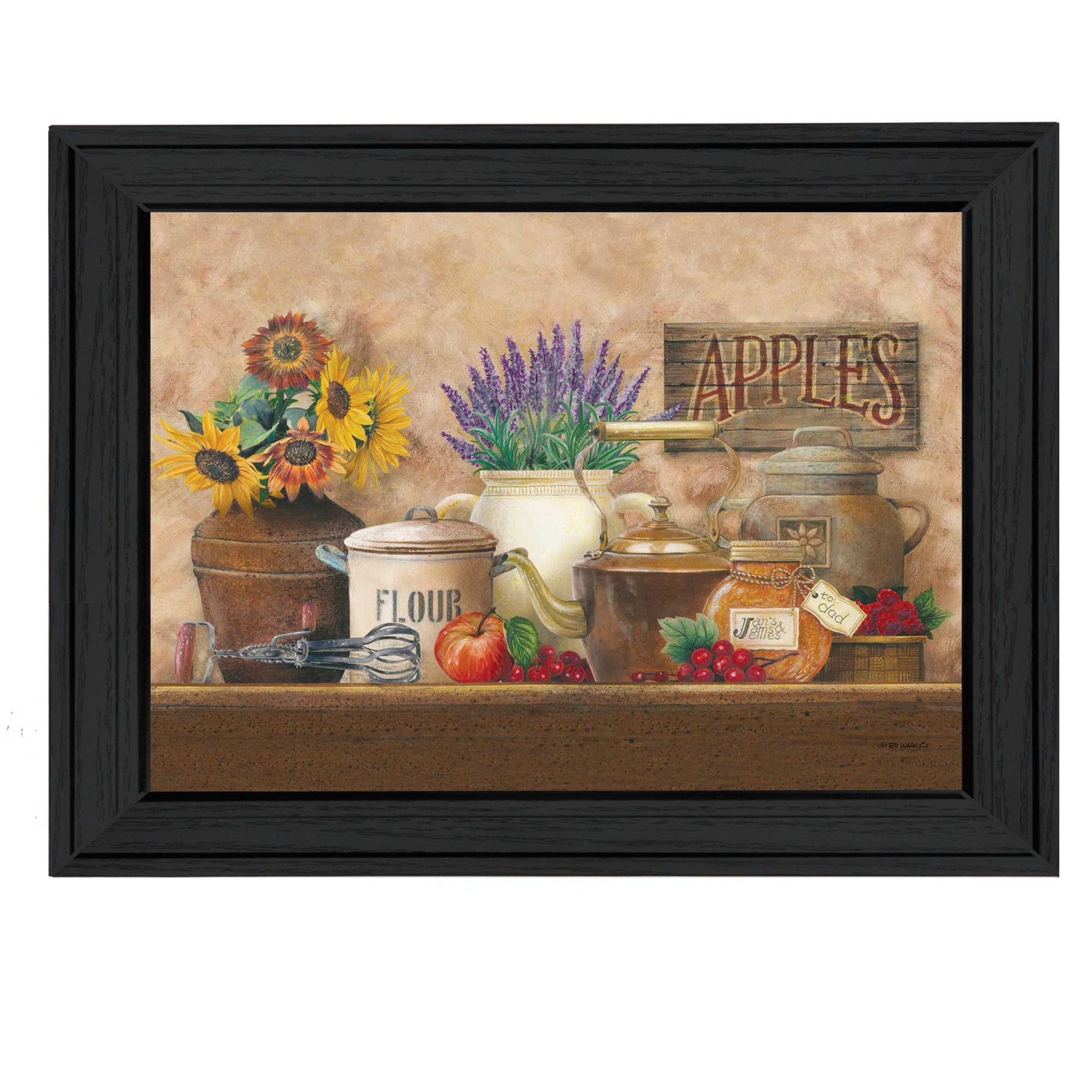 "Antique Kitchen" By Ed Wargo, Printed Wall Art, Ready To Hang Framed Poster, Black Frame--1