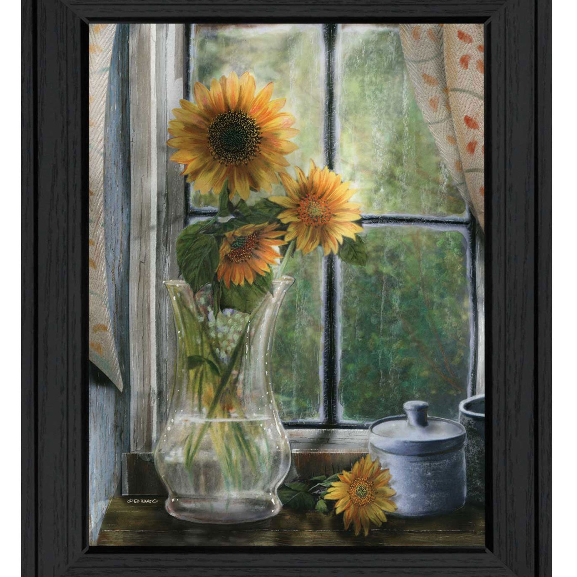 "Morning Flower" by Artisan Ed Wargo, Ready to Hang Framed Print, Black Frame--1