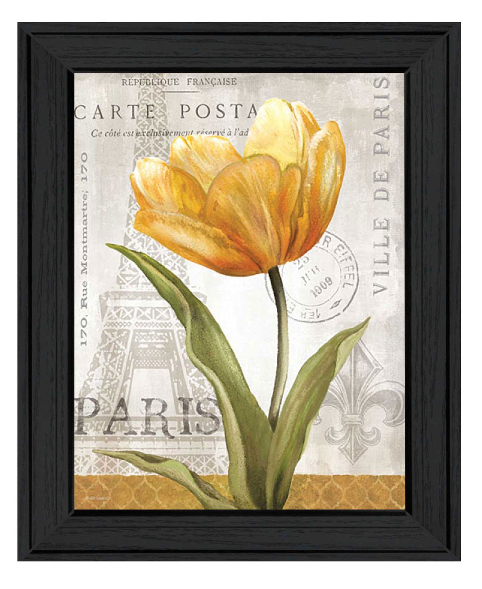 "Golden Flower" by Artisan Ed Wargo, Ready to Hang Framed Print, Black Frame--1