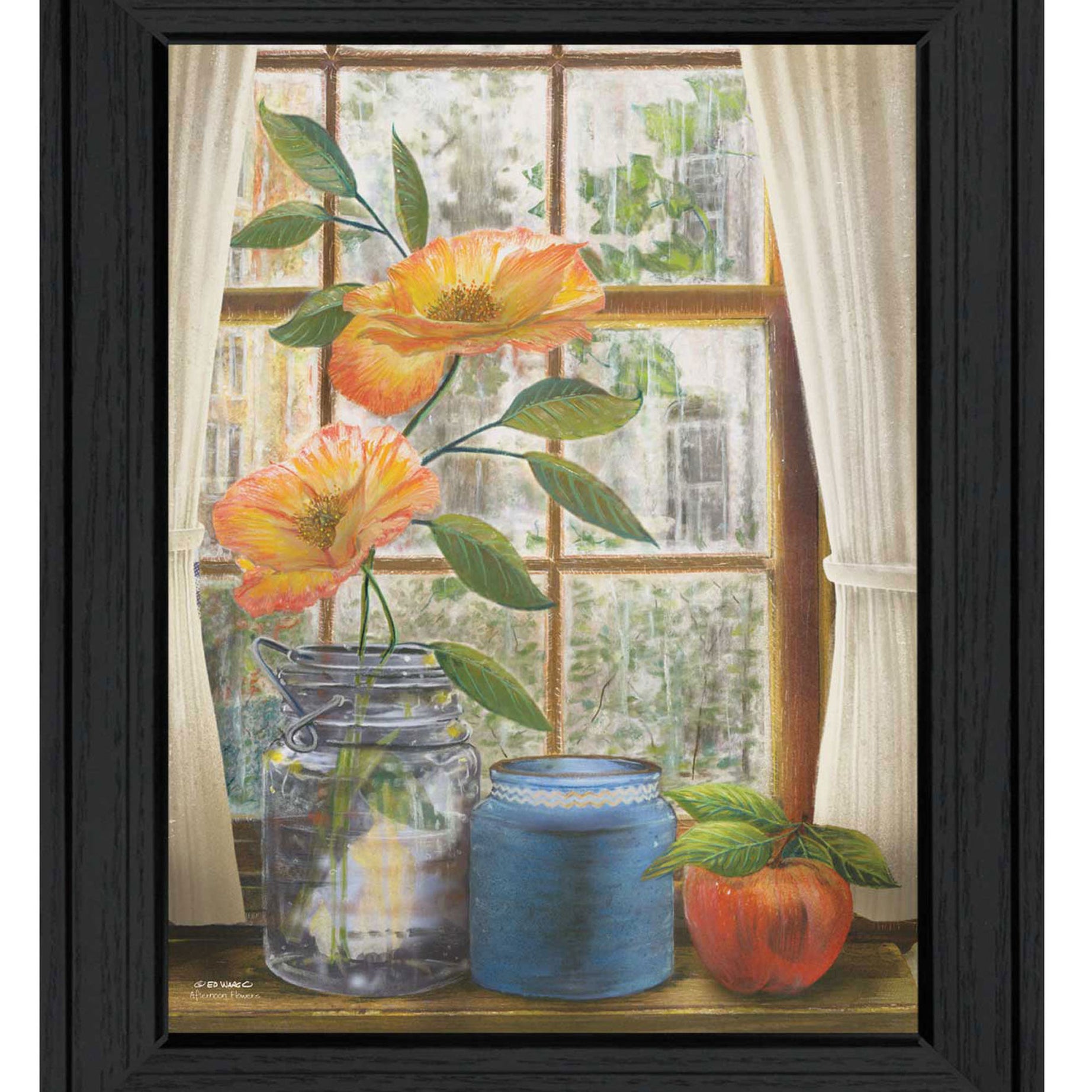 "Afternoon Flower" by Artisan Ed Wargo, Ready to Hang Framed Print, Black Frame--1