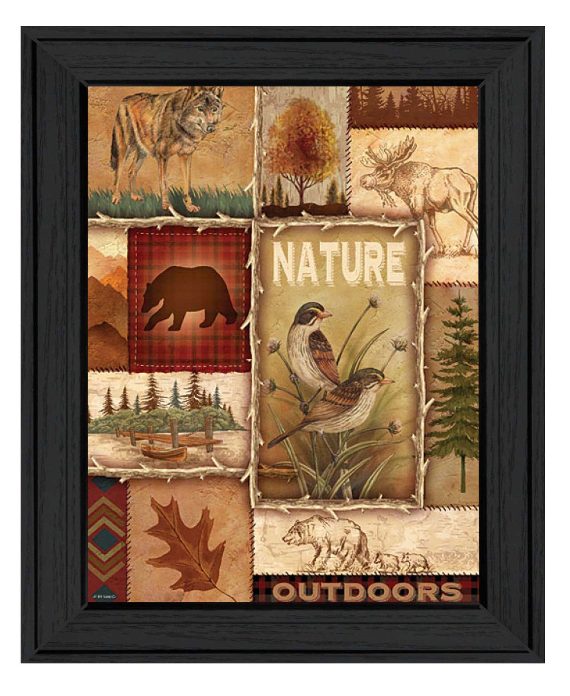 "Lodge Collage II" by Artisan Ed Wargo, Ready to Hang Framed Print, Black Frame--1