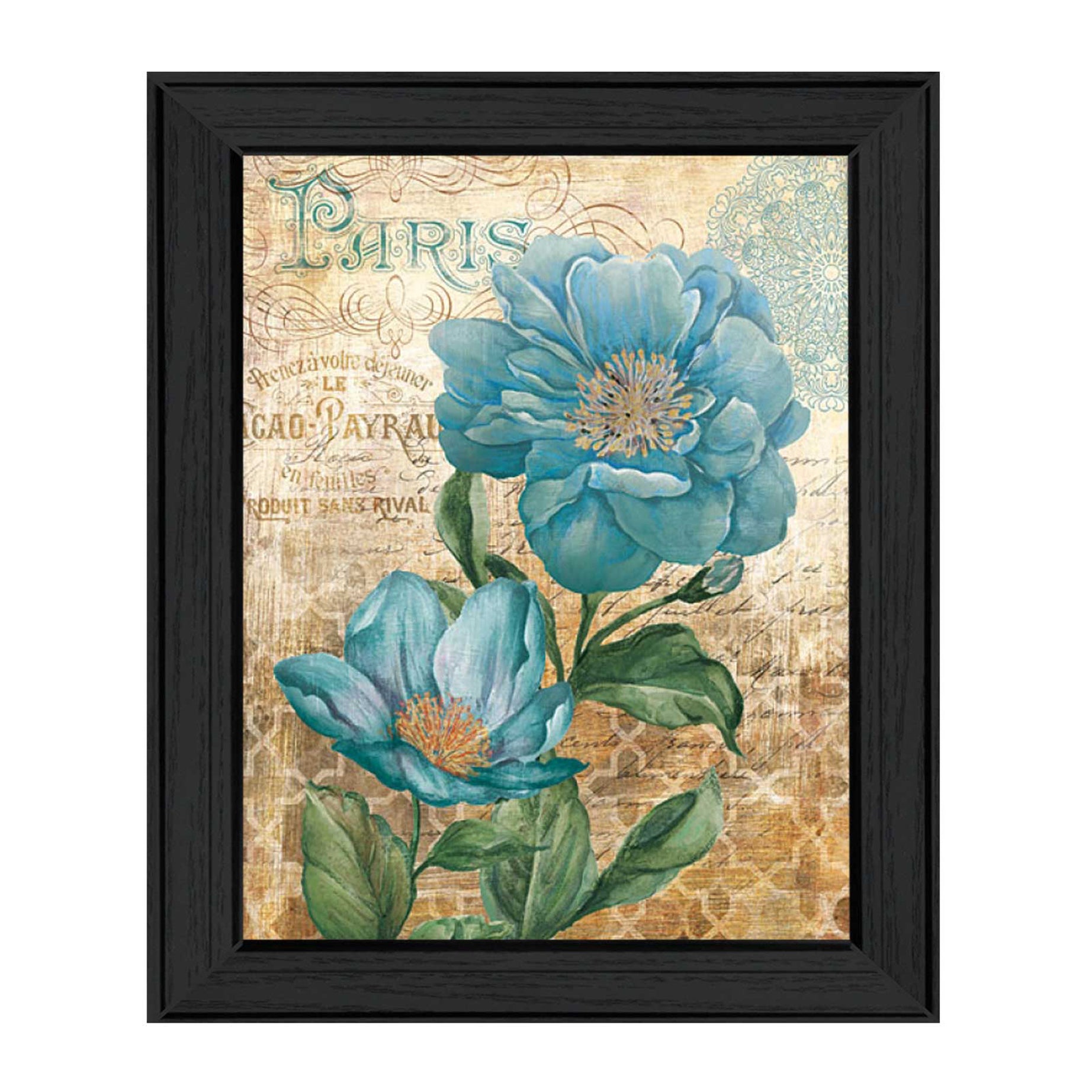 "Paris Blue II" By Ed Wargo, Printed Wall Art, Ready To Hang Framed Poster, Black Frame--1