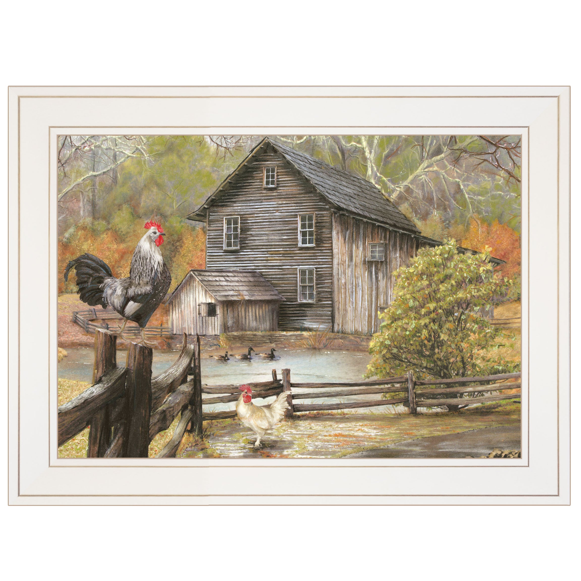 "Down on the Farm I" by Artisan Ed Wargo, Ready to Hang Framed Print, White Frame--1