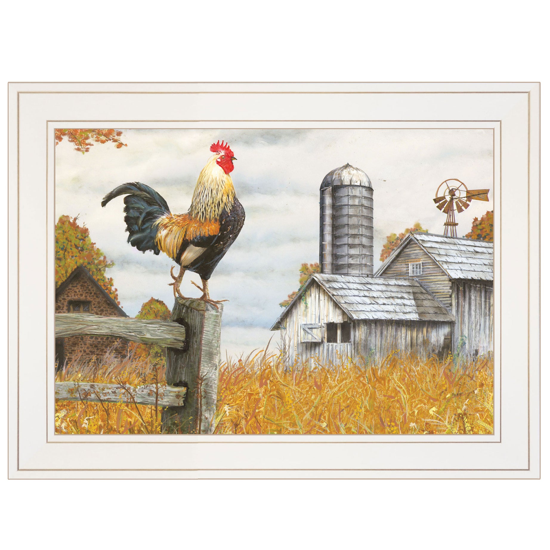 "Down on the Farm II" by Artisan Ed Wargo, Ready to Hang Framed Print, White Frame--1