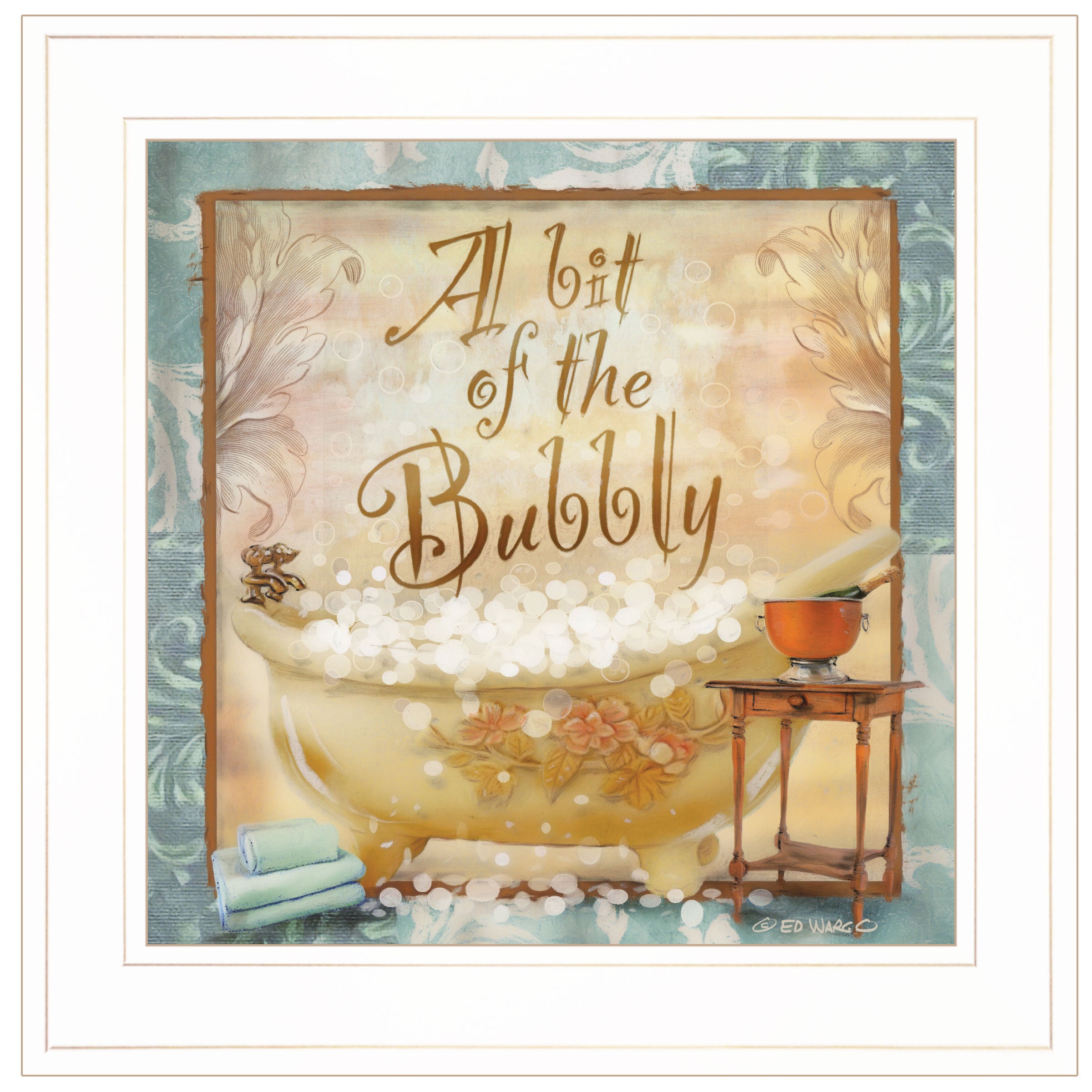 "A Bit of Bubbly" By Ed Wargo, Ready to Hang Framed Print, White Frame--1