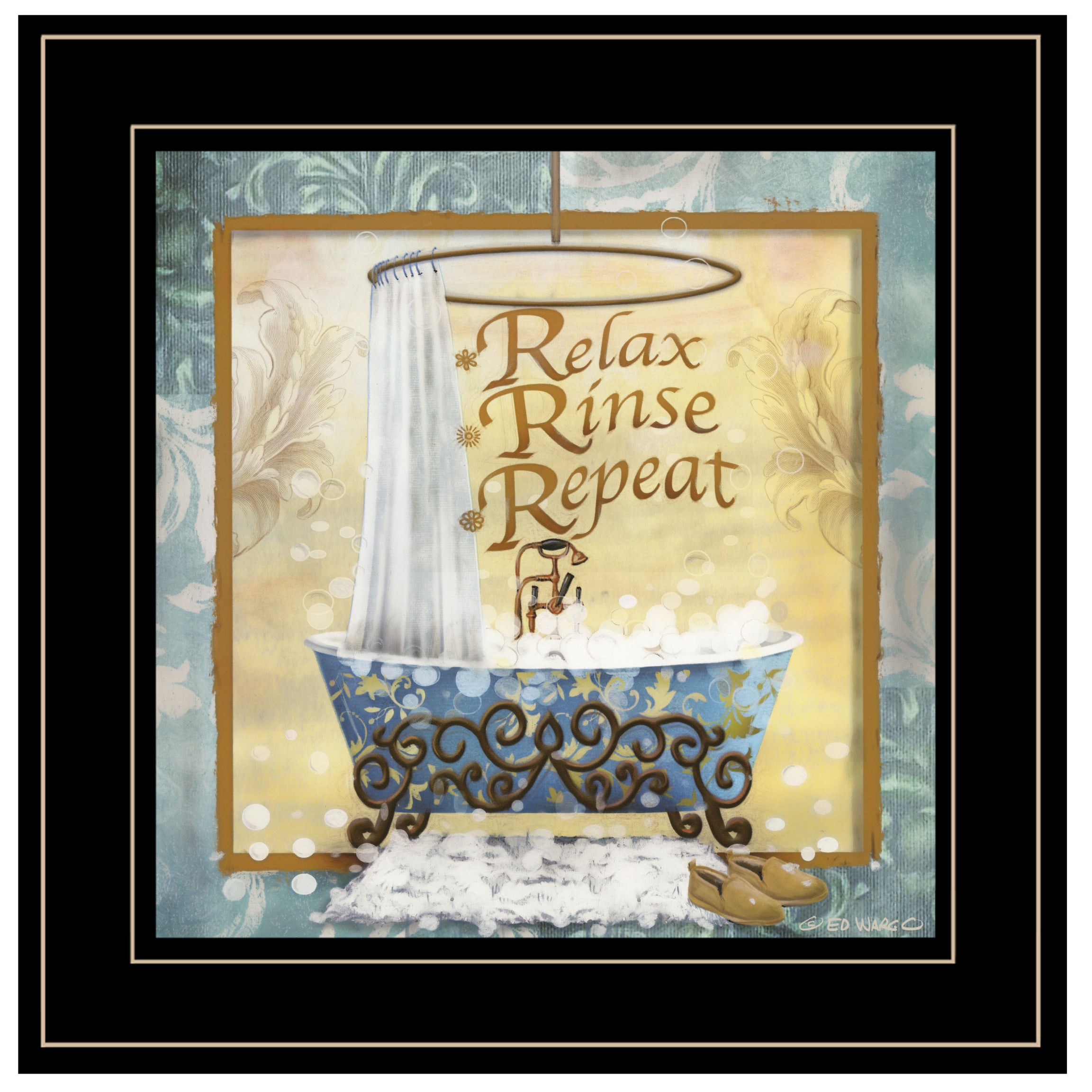 "Relax, Rinse, Repeat" By Ed Wargo, Ready to Hang Framed Print, Black Frame--1