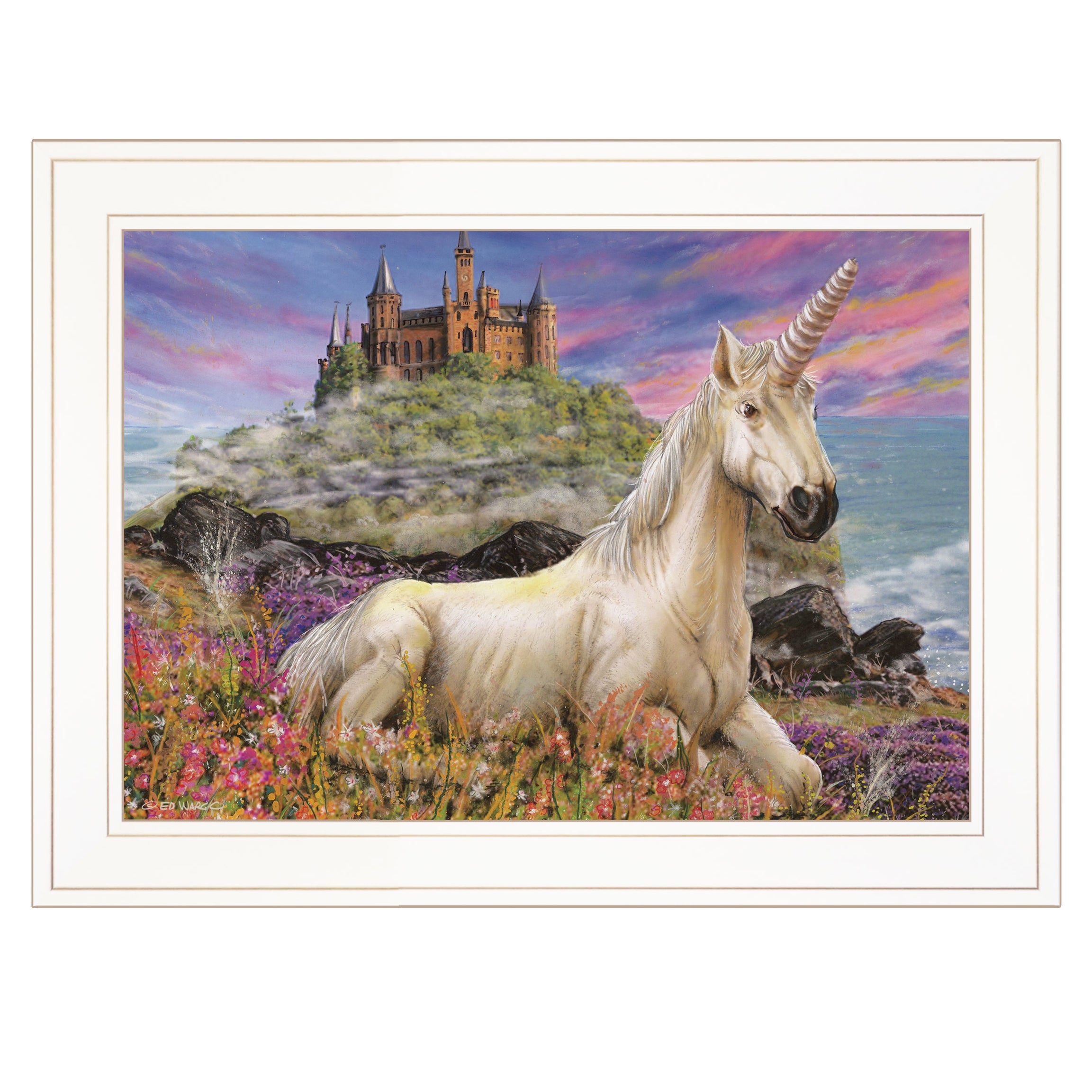 "Royal Unicorn" By Ed Wargo, Ready to Hang Framed Print, White Frame--1