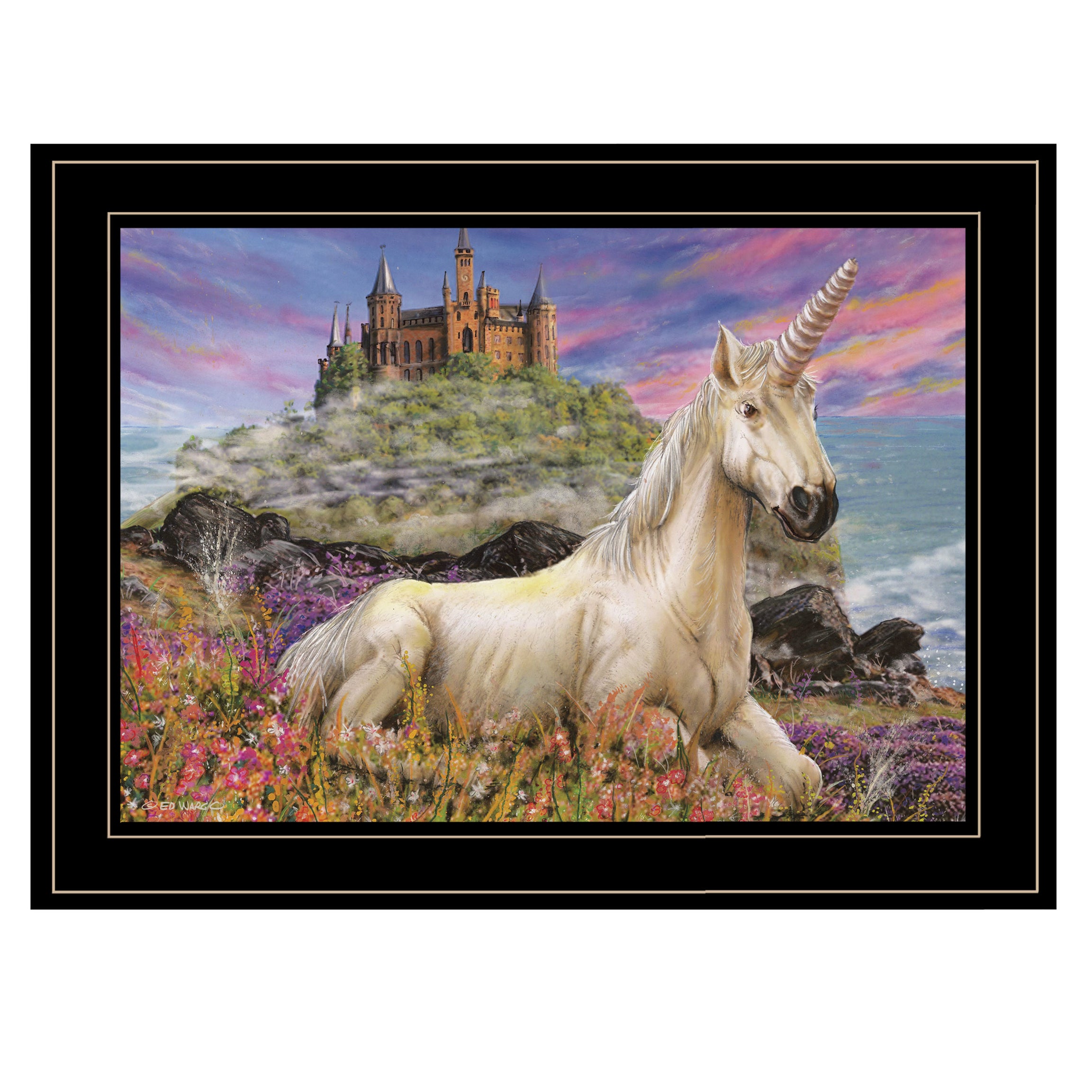 "Royal Unicorn" By Ed Wargo, Ready to Hang Framed Print, Black Frame--1