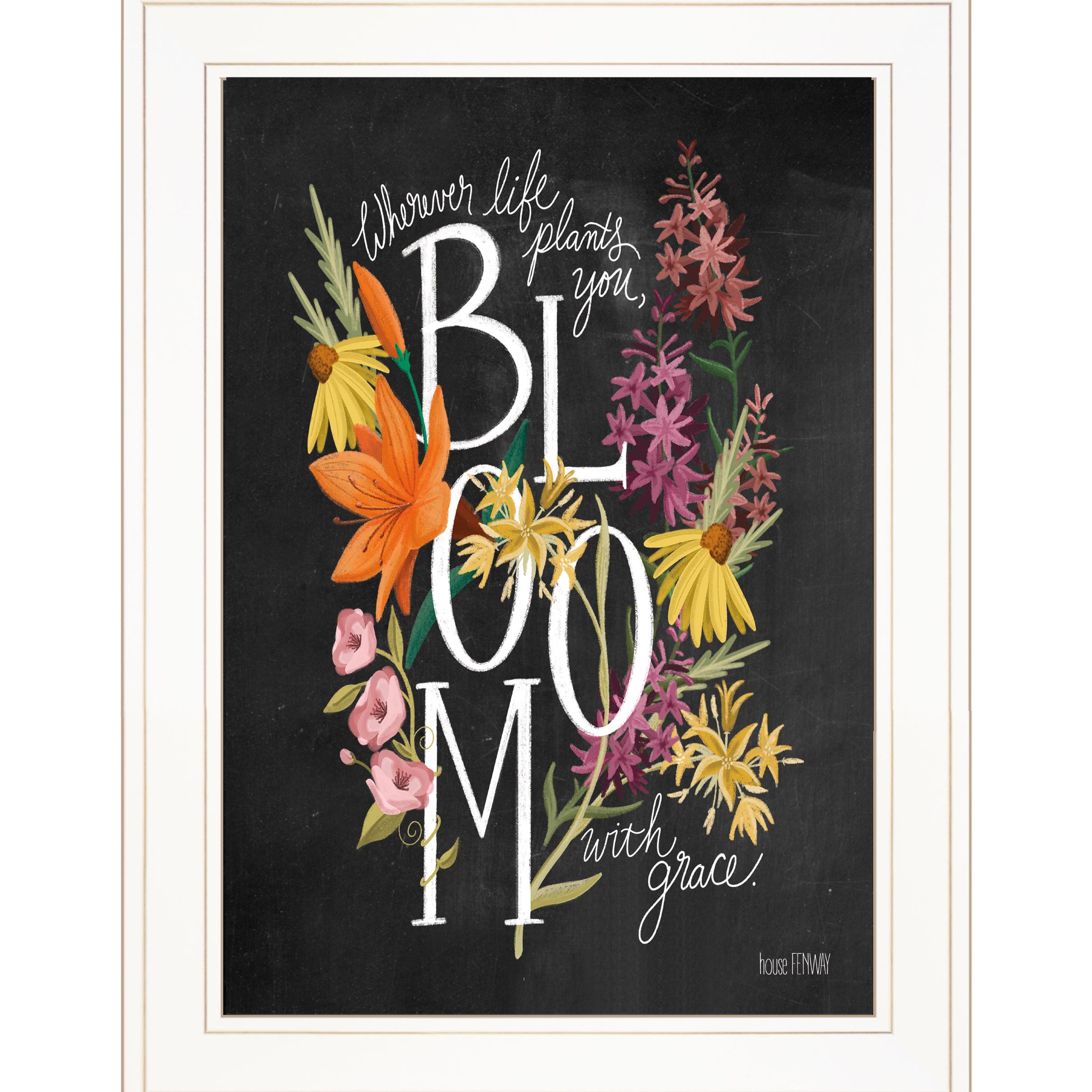 "Bloom with Grace" by House Fenway, Ready to Hang Framed Print, White Frame--1