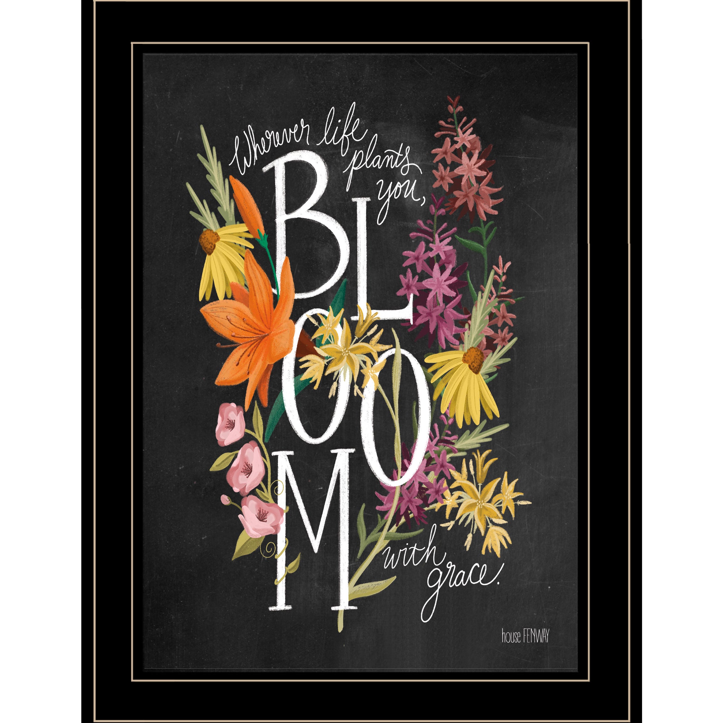 "Bloom with Grace" by HOUSE FENWAY , Ready to Hang Framed Print, Black Frame--1