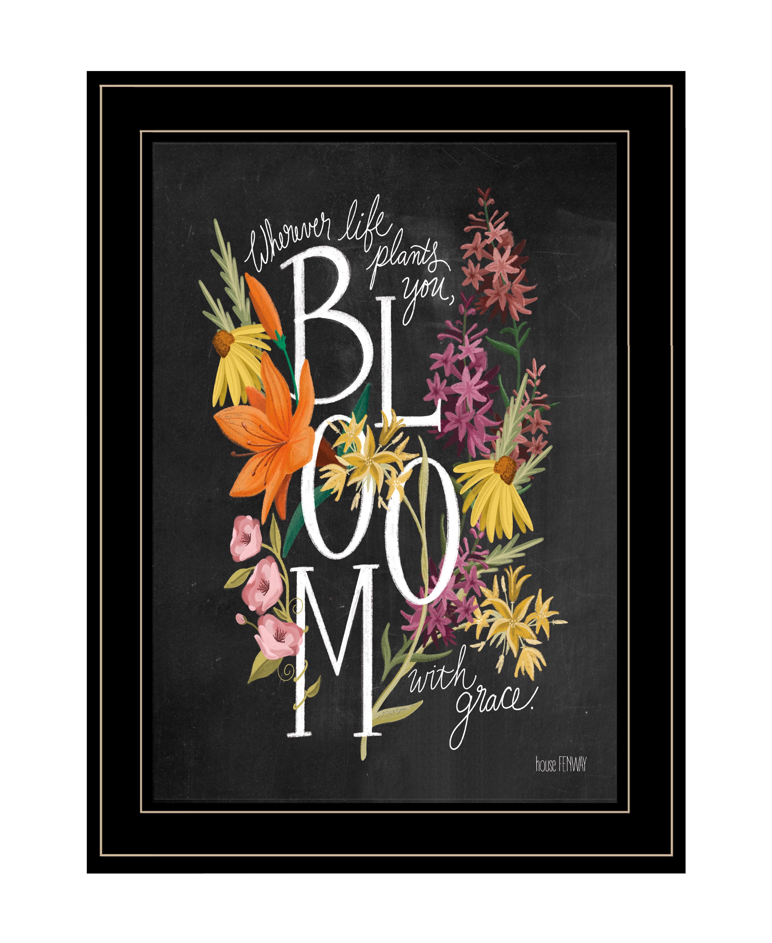 "Bloom with Grace" by HOUSE FENWAY , Ready to Hang Framed Print, Black Frame--1