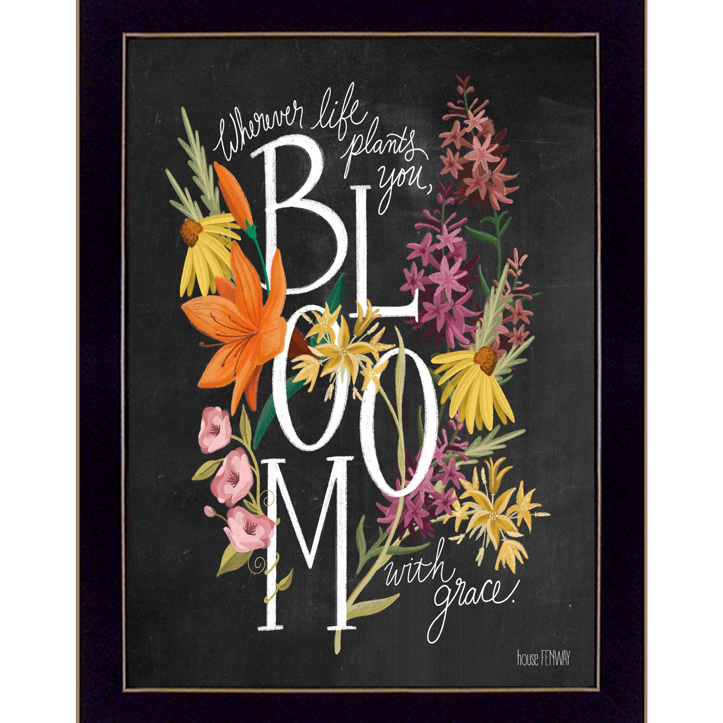 "Bloom with Grace" by HOUSE FENWAY , Ready to Hang Framed Print, Black Frame--1