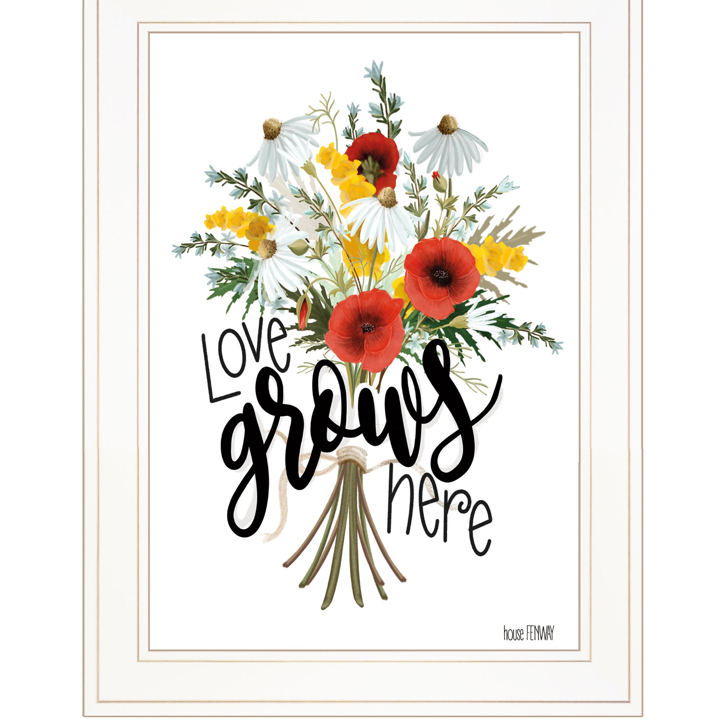 "Love Grows Here" by HOUSE FENWAY , Ready to Hang Framed Print, White Frame--1