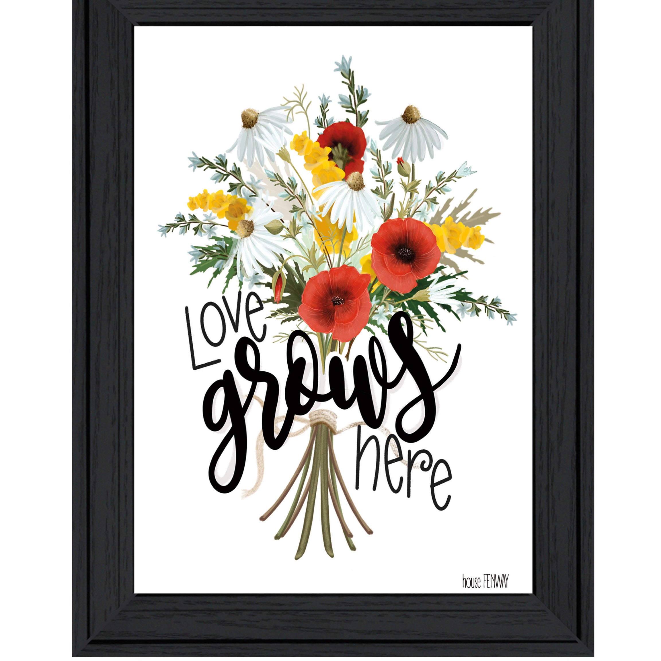 "Love Grows Here" by HOUSE FENWAY , Ready to Hang Framed Print, Black Frame--1