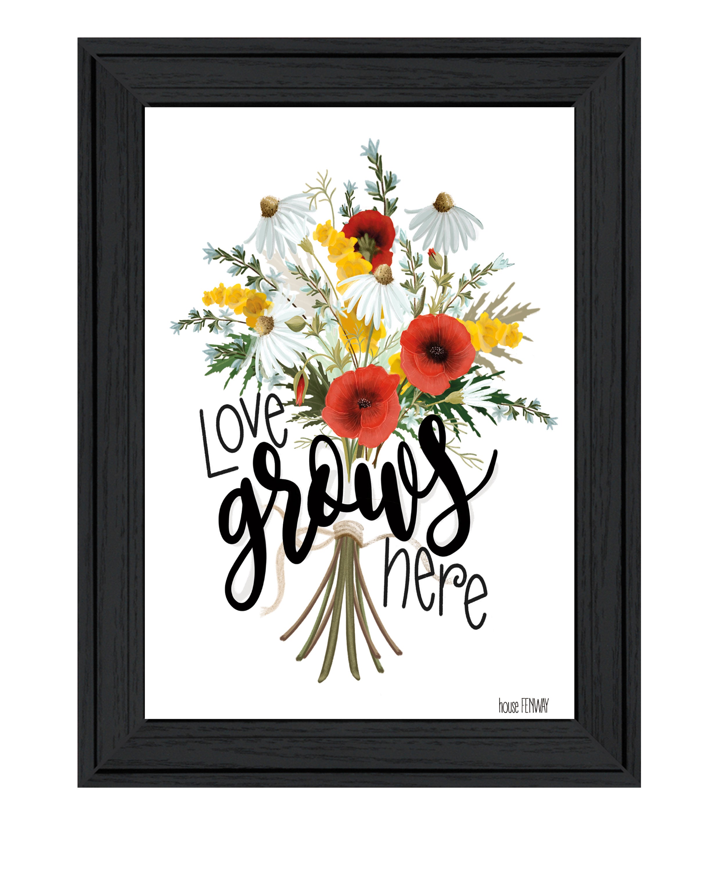 "Love Grows Here" by HOUSE FENWAY , Ready to Hang Framed Print, Black Frame--1